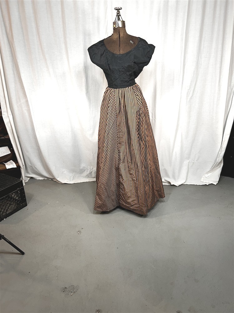 antique dress woman&rsquo;s long evening 1960 bust 36 silk from 19thc original remade