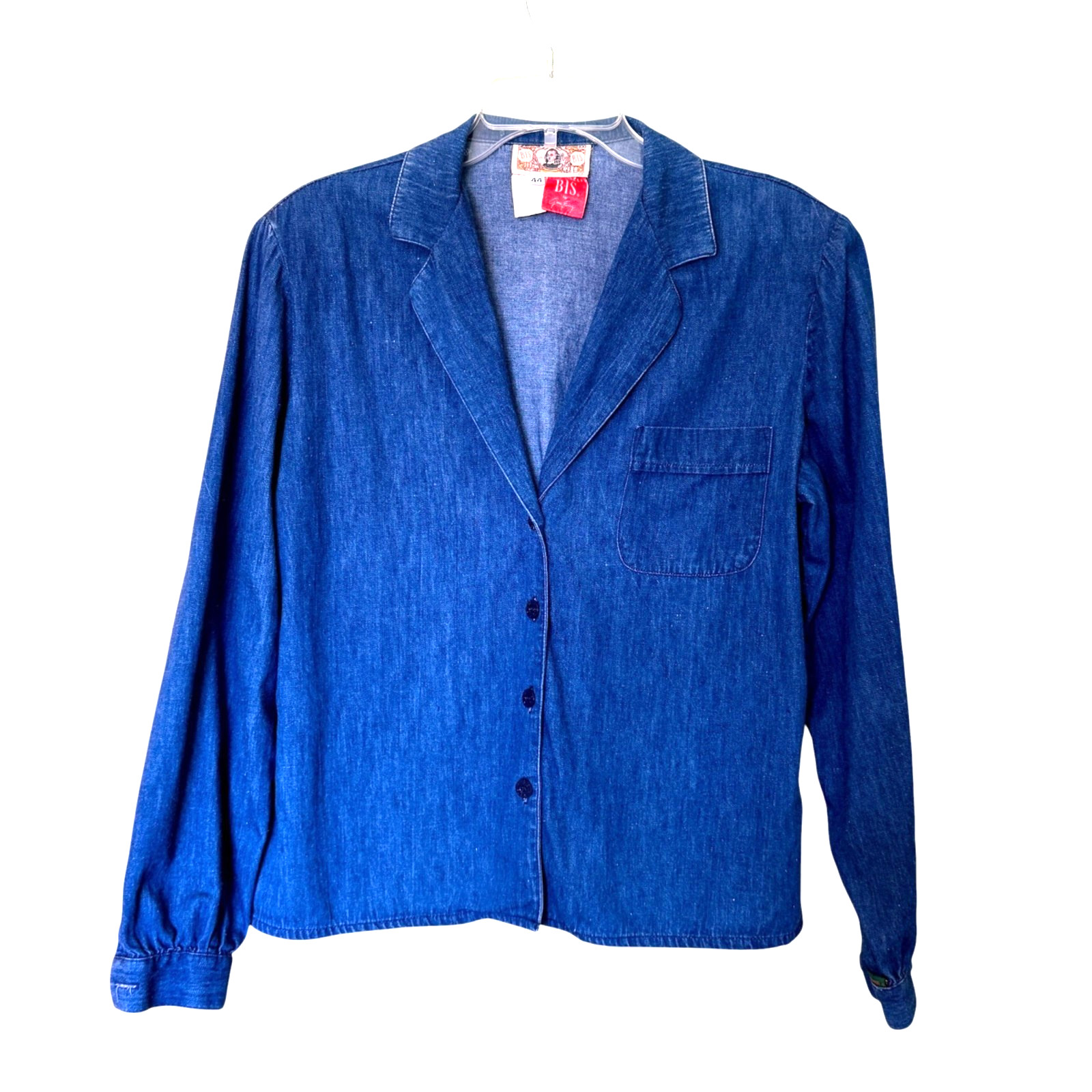 Vintage BIS Denim Shirt Women&rsquo;s Size 44 – US 12 Blazer Style Long Sleeved 1980s