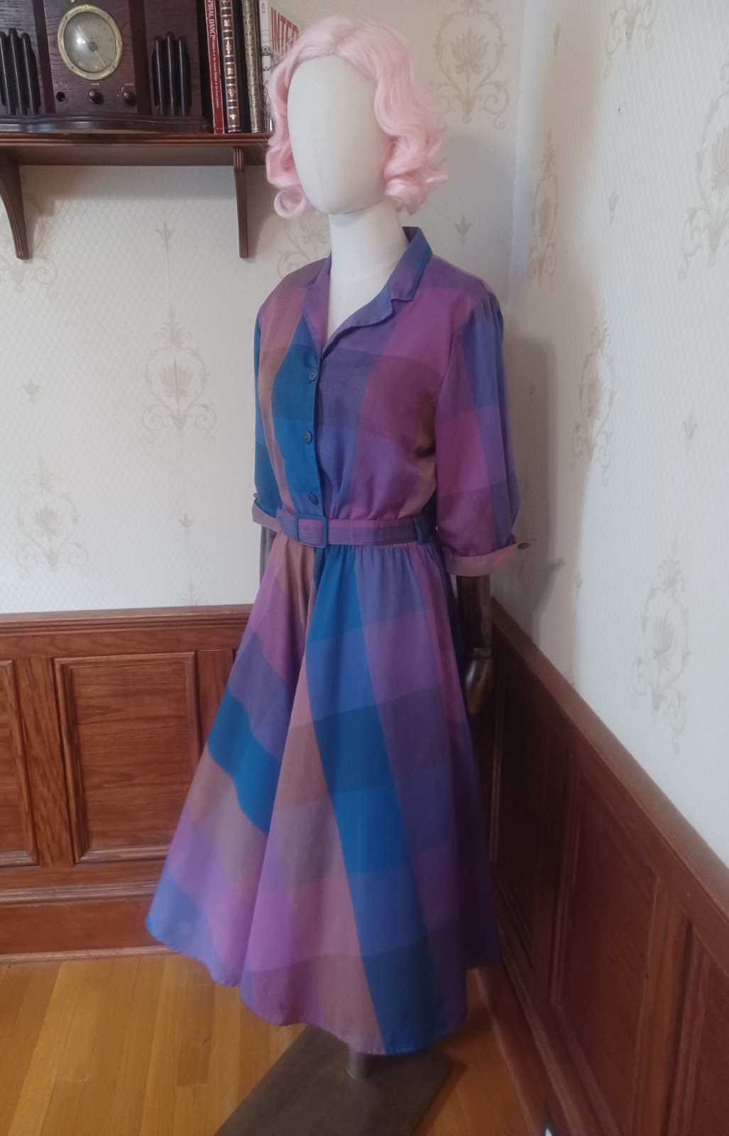 Vintage 1980s Byer Too Cotton Blend Jewel Tone 80s-Does-50s Cottagecore Dress