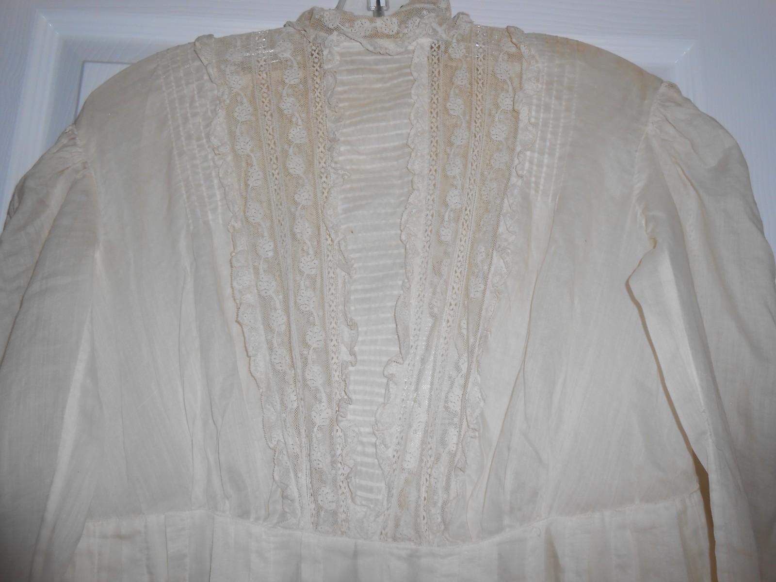 Vtg 1890s 1900s Victorian Edwardian DAY DRESS Lace Lawn Cotton FINE Handmade