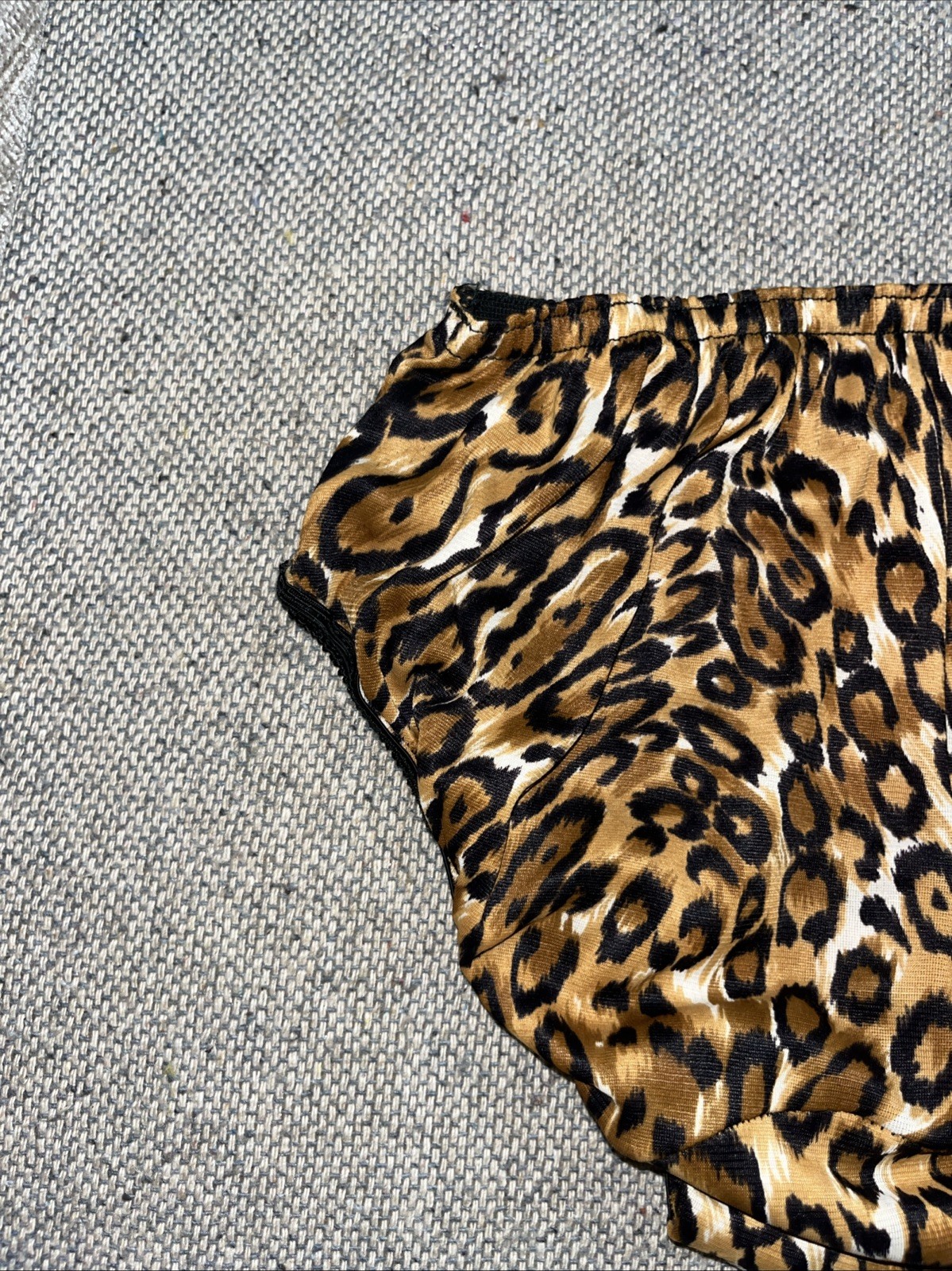 Vintage 60s Nylon Retro Leopard Pattern Print Bikini Sheer Silky Panties Sissy S