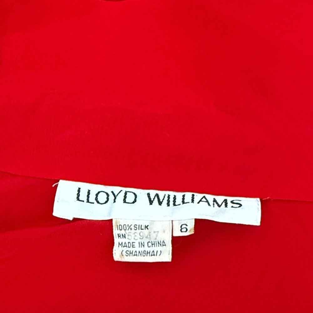 Vintage Lloyd Williams red silk long sleeve blouse