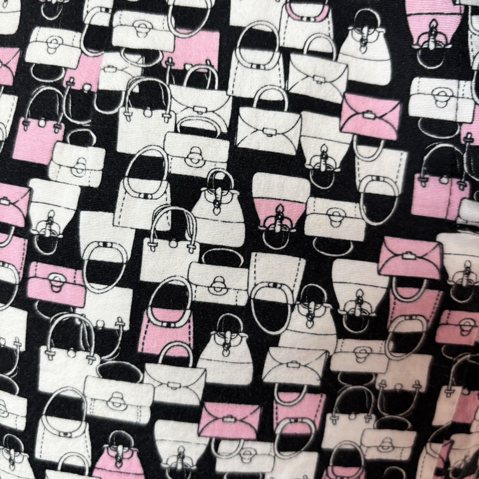 Vintage 90s Byer Too Eccentric Purse Print Black & Pink Babydoll Dress Size 9