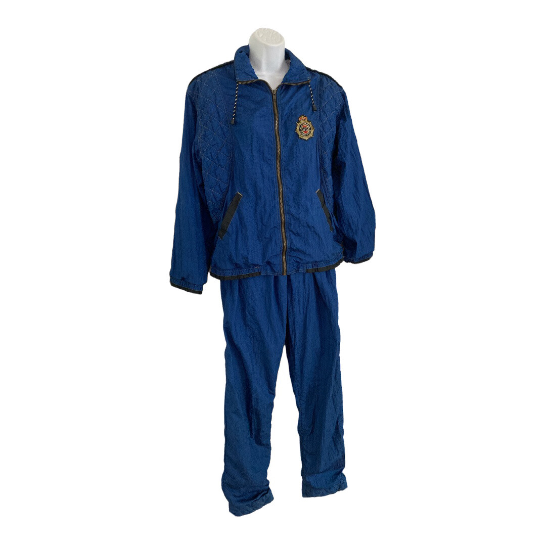 Y2K Vintage White Stag Nylon Track Suit Small Blue Black Gold Jacket Pants