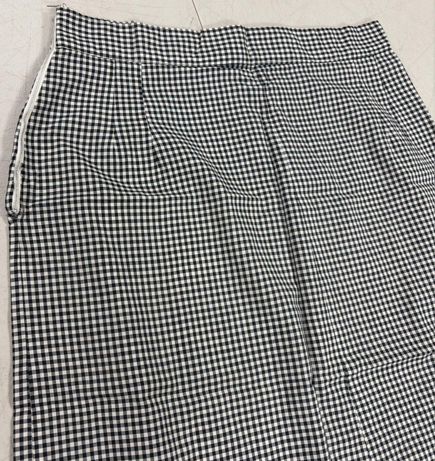 1960&rsquo;s Homemade Gingham Pleated Cotton Skirt Black & White Size M?