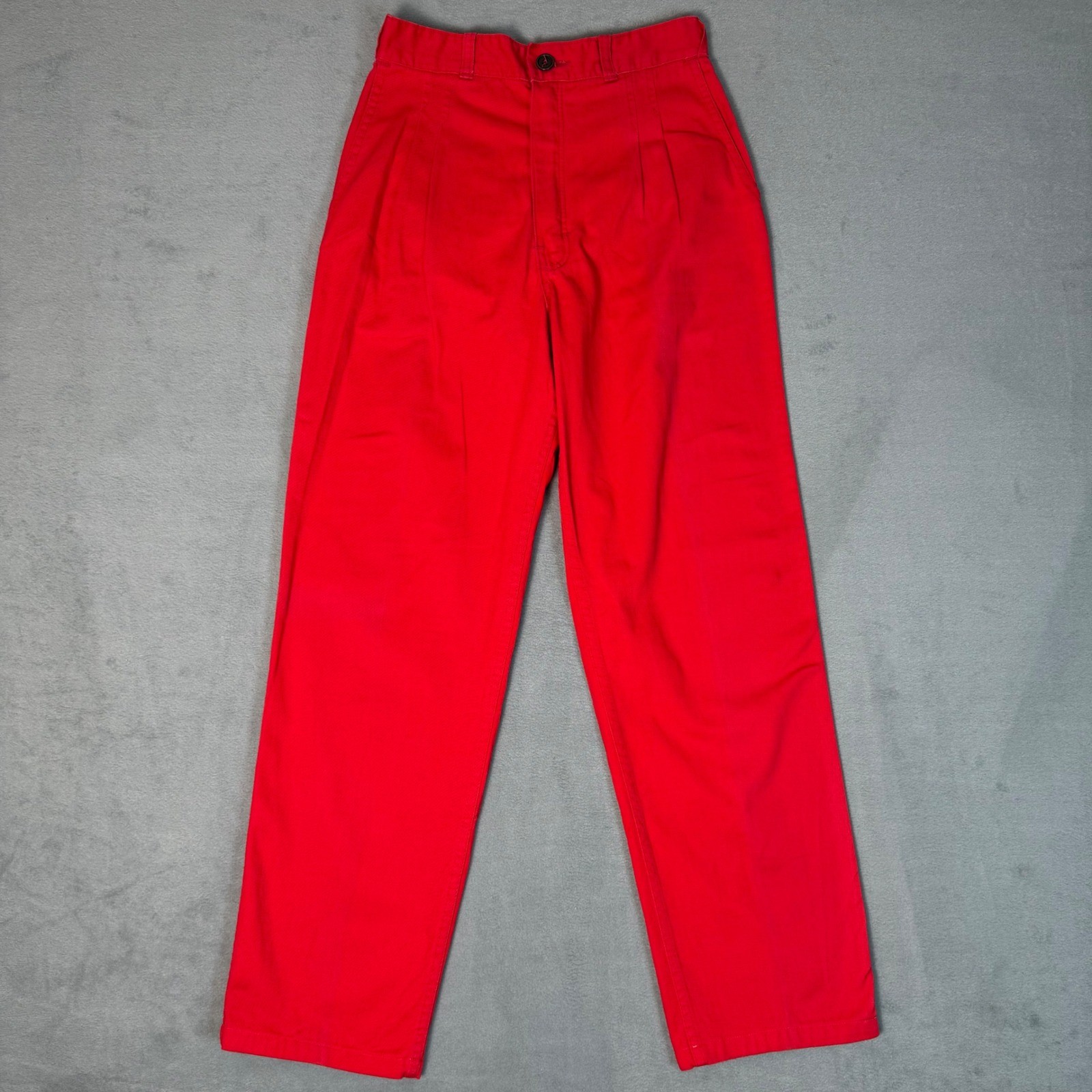 Vintage 90s CREAM Red High Waist Pleated Trousers Pants Made in Canada 26×28