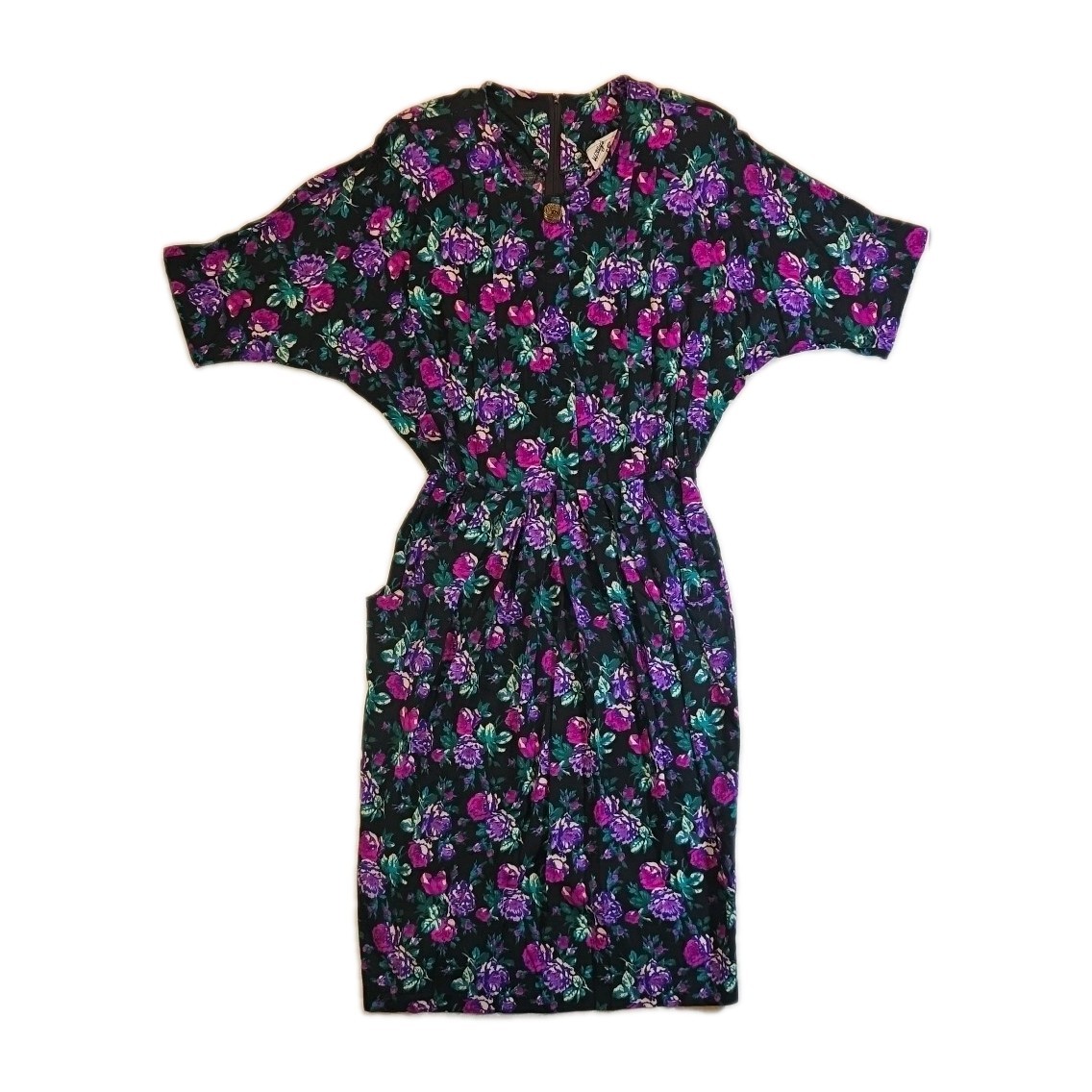 Vintage Willy&rsquo;s Influence Purple Floral Midi Dress – Size 14
