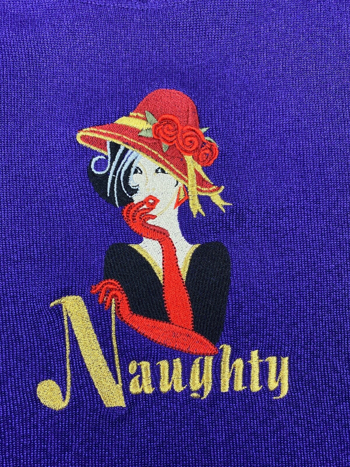 Vintage BonWorth Naughty Sweater 3/4 Sleeve Purple Size S #3118