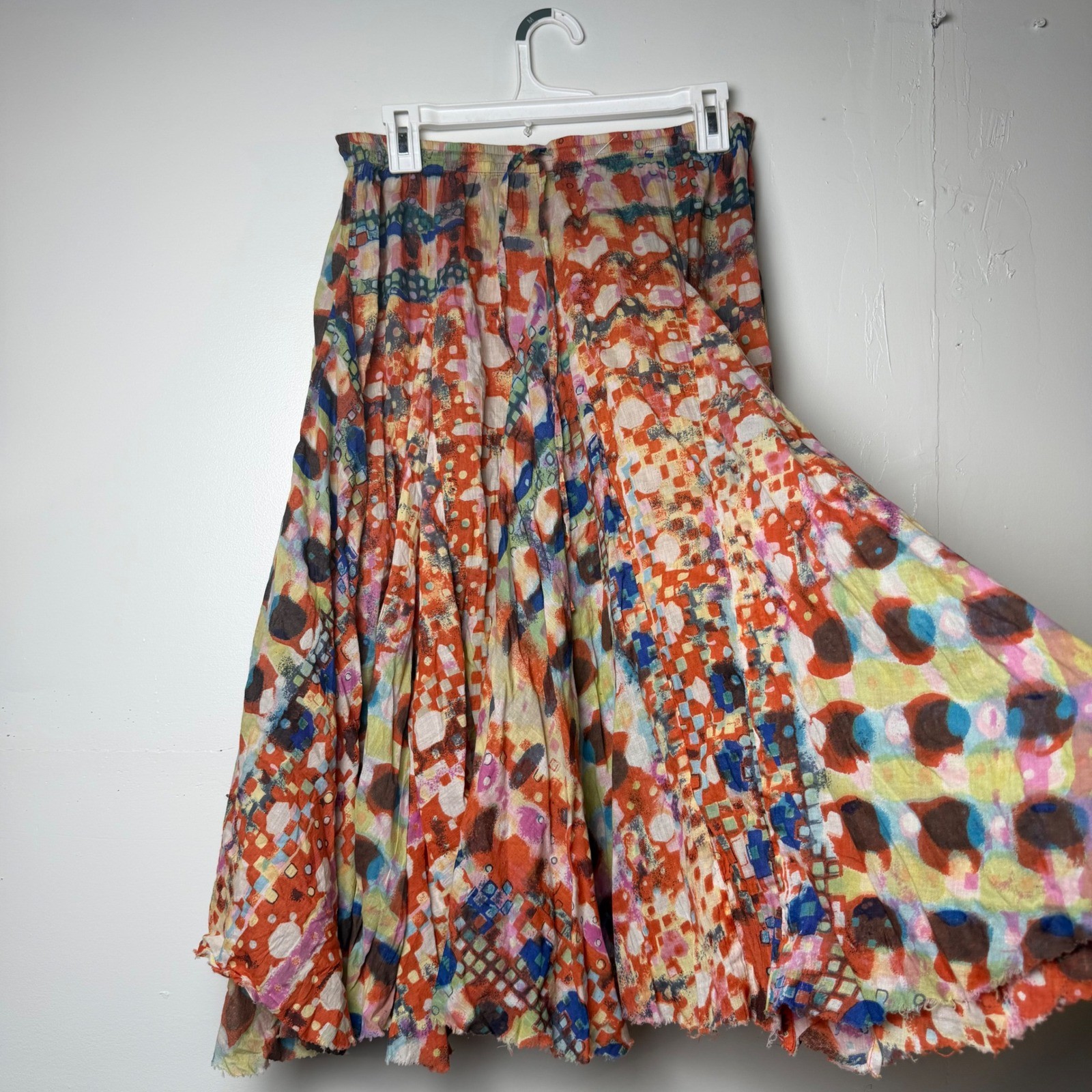 VTG Sandy Starkman Boston Proper Midi Skirt Fairy Eclectic Raw Dyed Patchwork XS