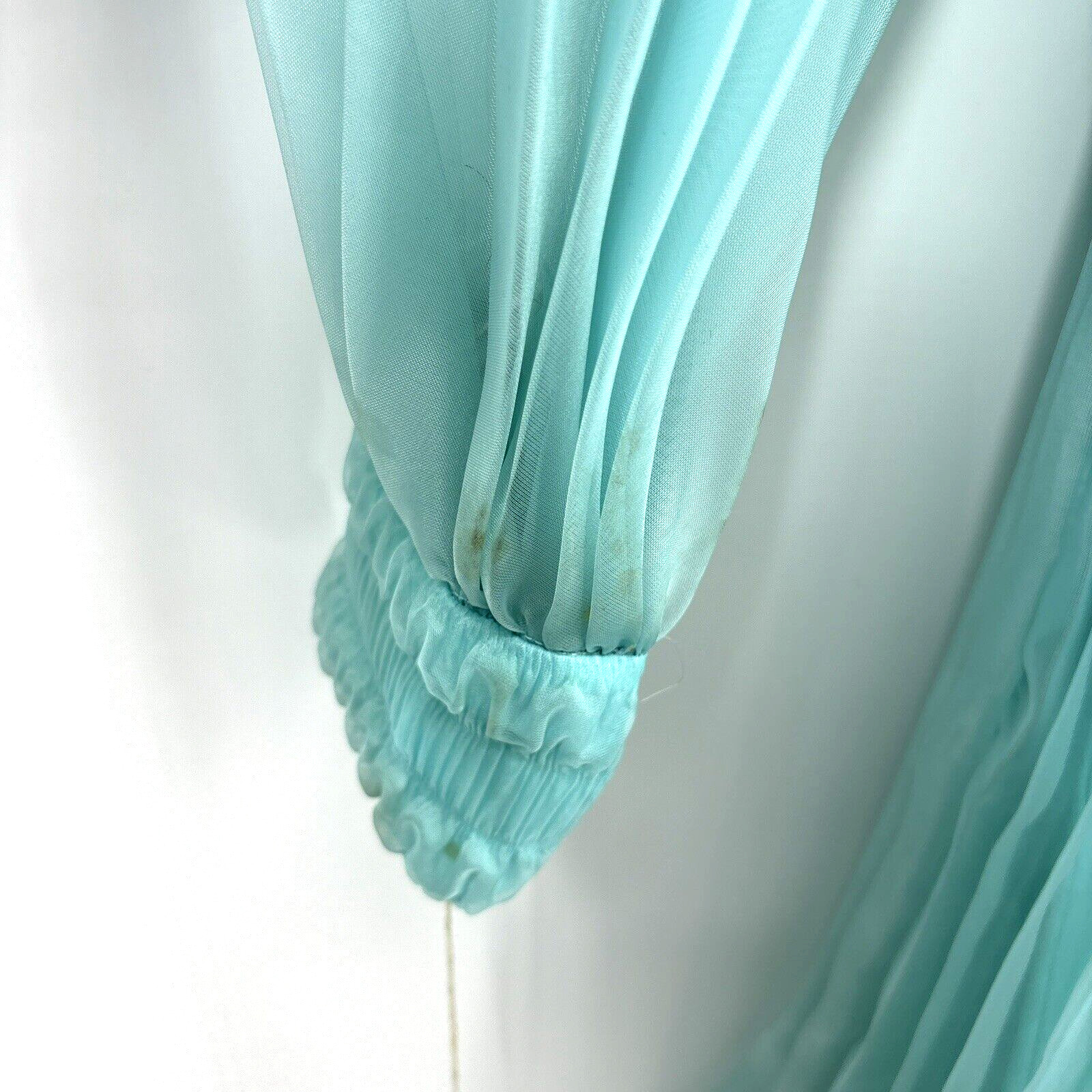 Vintage 1950&rsquo;s Montgomery Ward Aqua Chiffon Dress Gown 26&Prime; Waist Tags *READ*