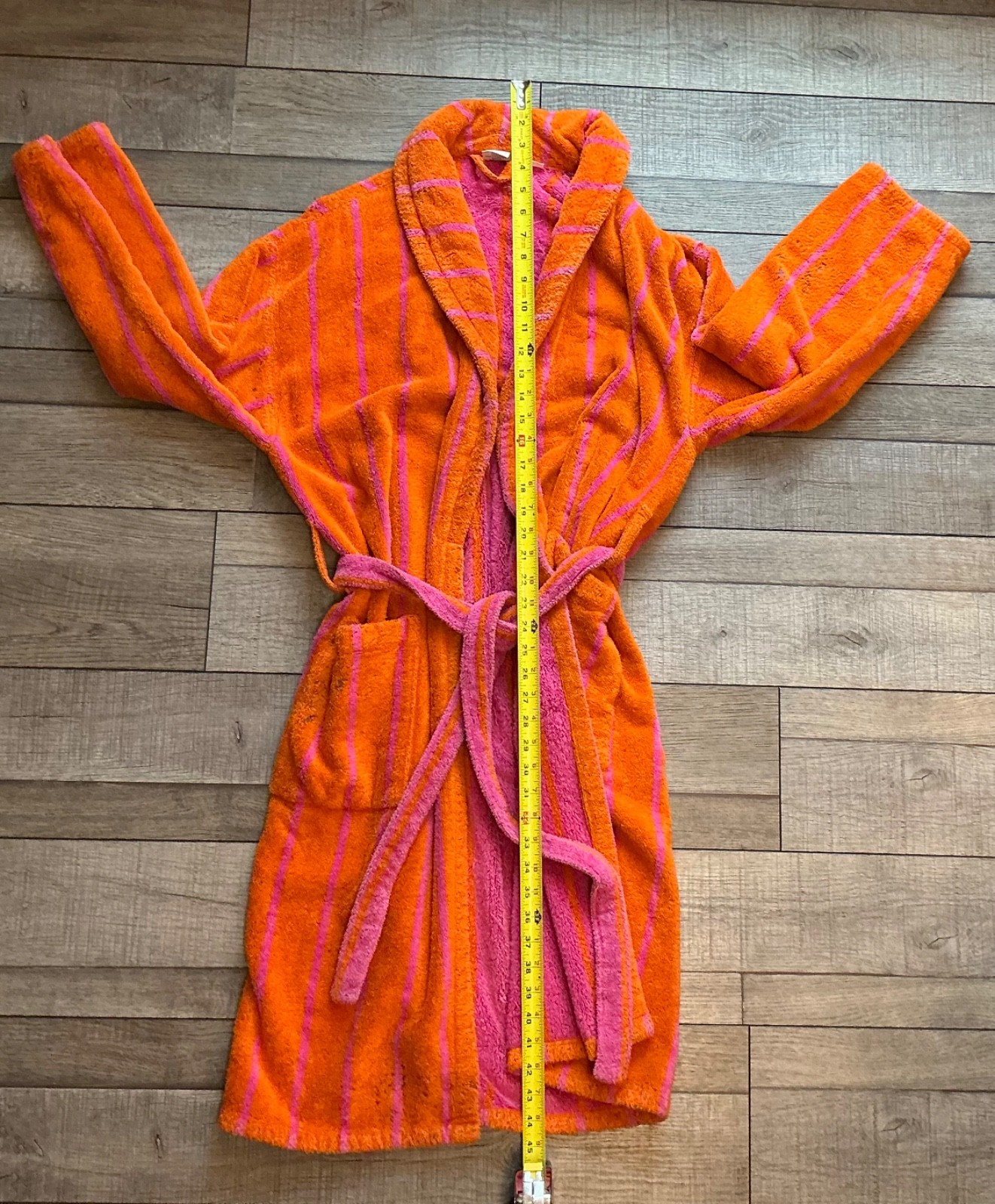 Emanuel Ungaro Paris Terry Cloth Orange Robe w/ belt Sz Medium