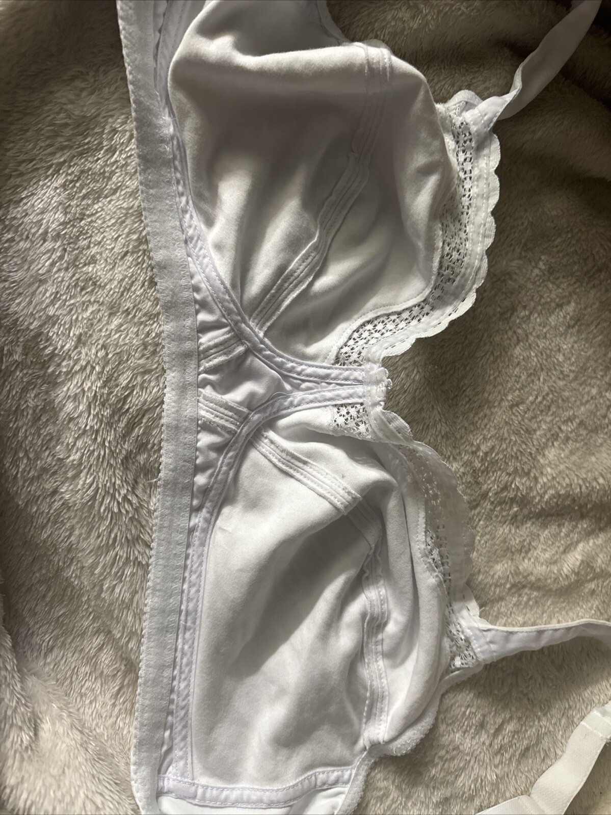 Vintage Exquisite Form Circle Bra 40DD White Lace Wireless Wire Free