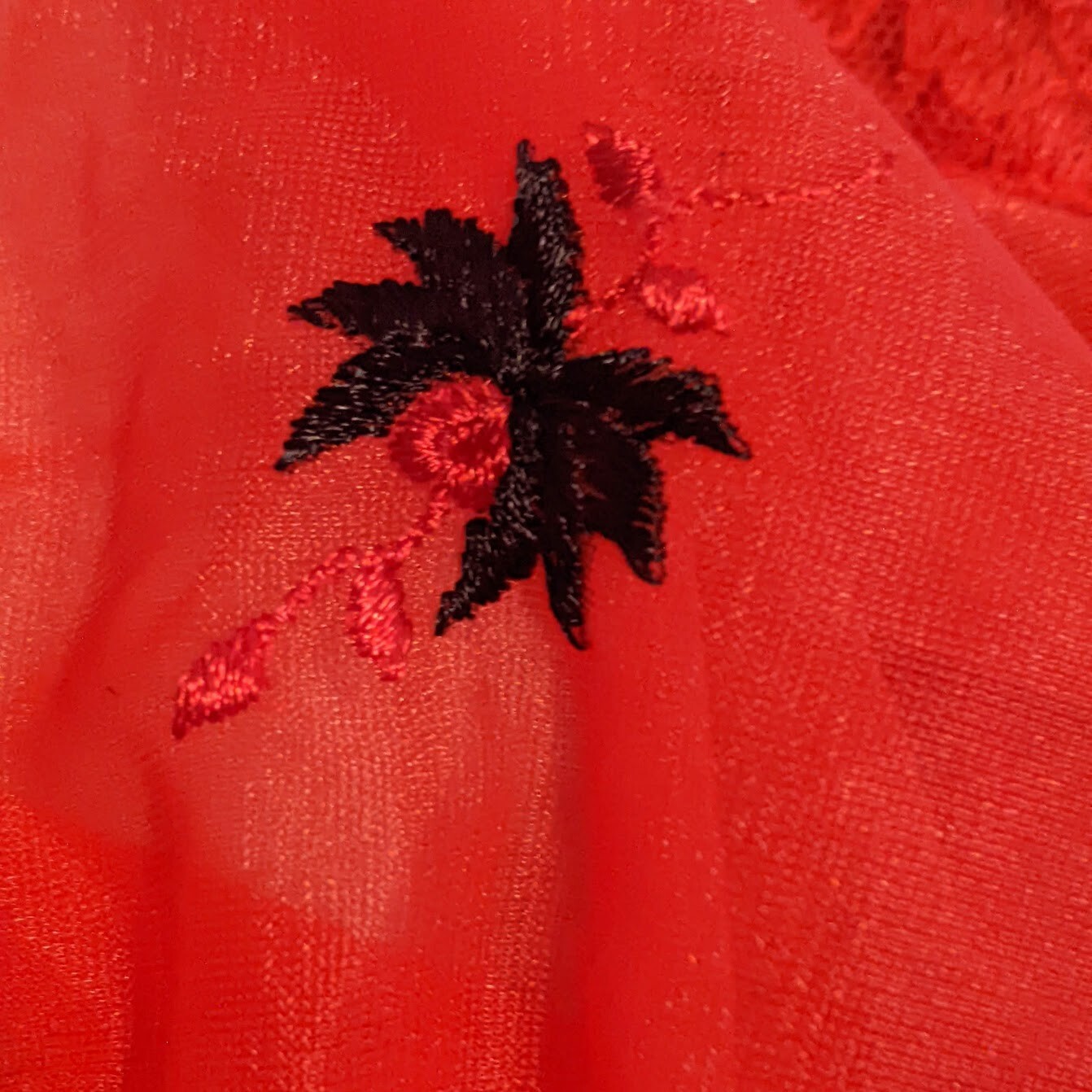 Strutwear Vintage 1950s Red Embroidered Slip/Nightie-Size 36