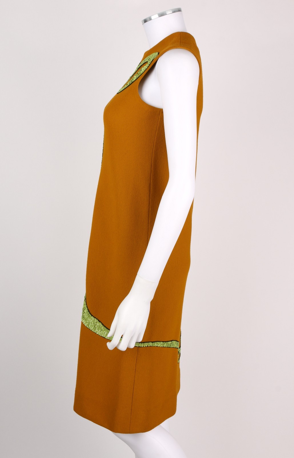 ALEXANDER&rsquo;S c.1960&rsquo;s Deep Goldenrod Sequin Embellish Mod Sleeveless Shift Dress