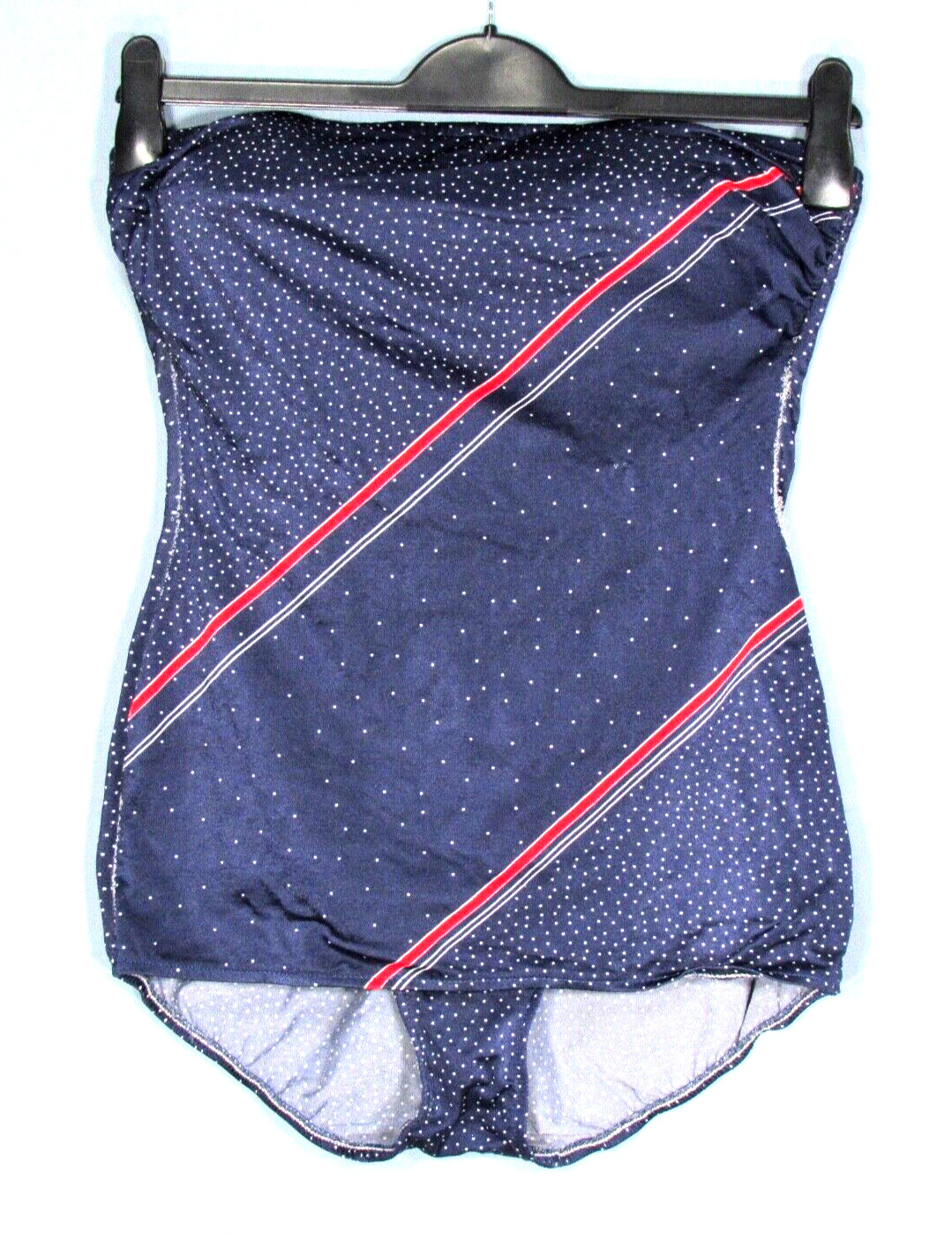 VTG ROBBY LEN Shape-Lee Swim Suit STRAPLESS 1PC Blue Polka-Dot 17/18 sz XL