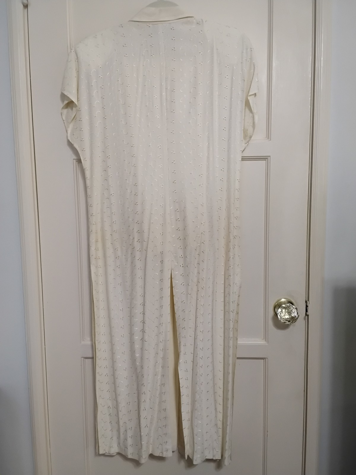 Vintage Wild Rose Cream Pant Suit Set Eyelet Duster 1990&rsquo;s