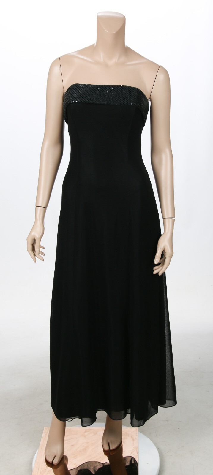 L.A. GLo Vintage 80s 90s Black Shimmer Strapless Party Prom Dress sz 9/10