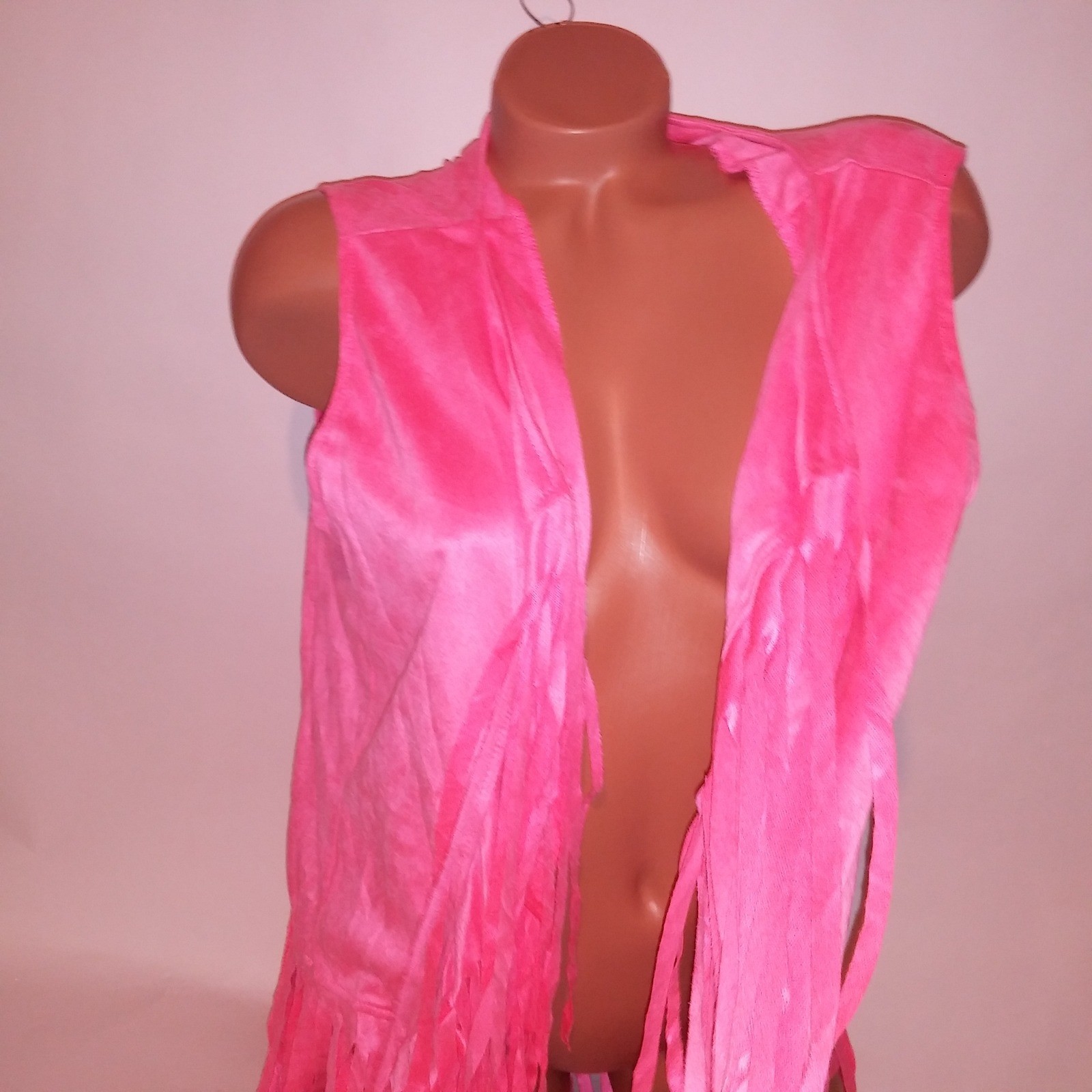 Halloween Costume 2X Pink Vest Fringe Rodeo Barbie Solid Cowboy Girly
