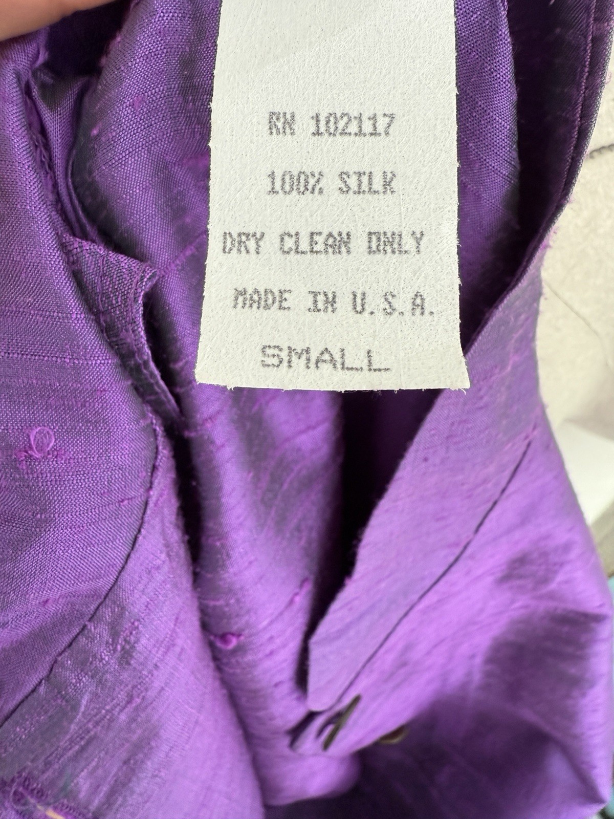 Vintage 1990s silk blouse purple mandarin collar minimalist art to wear Gerties