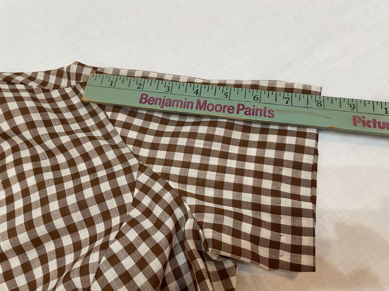 Vintage Brown White Gingham Dress Zip Up Embroidery Rockabilly Granny Core