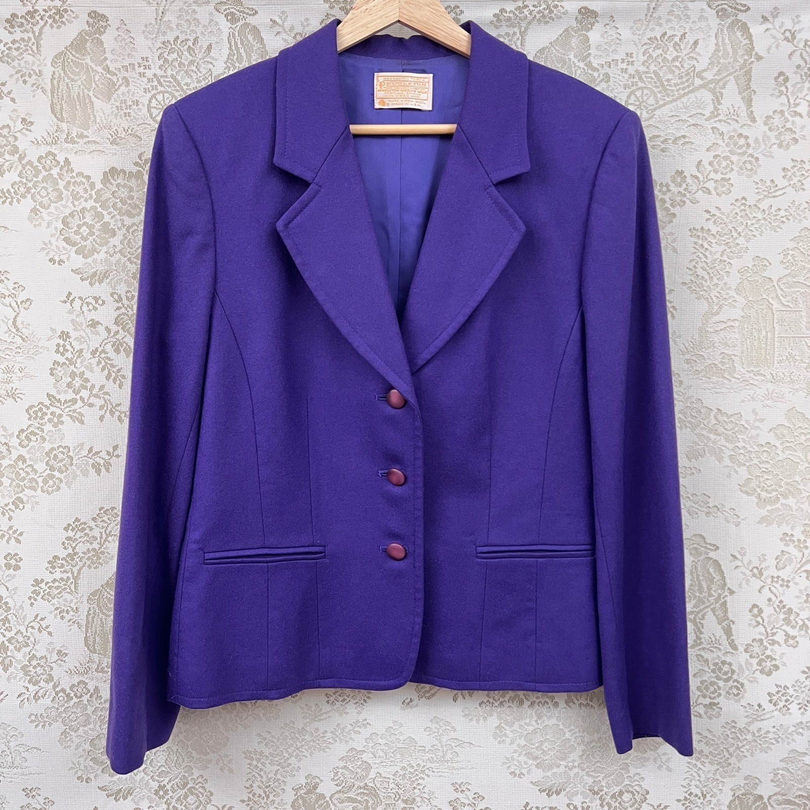 Pendleton Vtg Blazer Set Pure Virgin Wool Jewel Tone Purple Skirt Suit Heritage