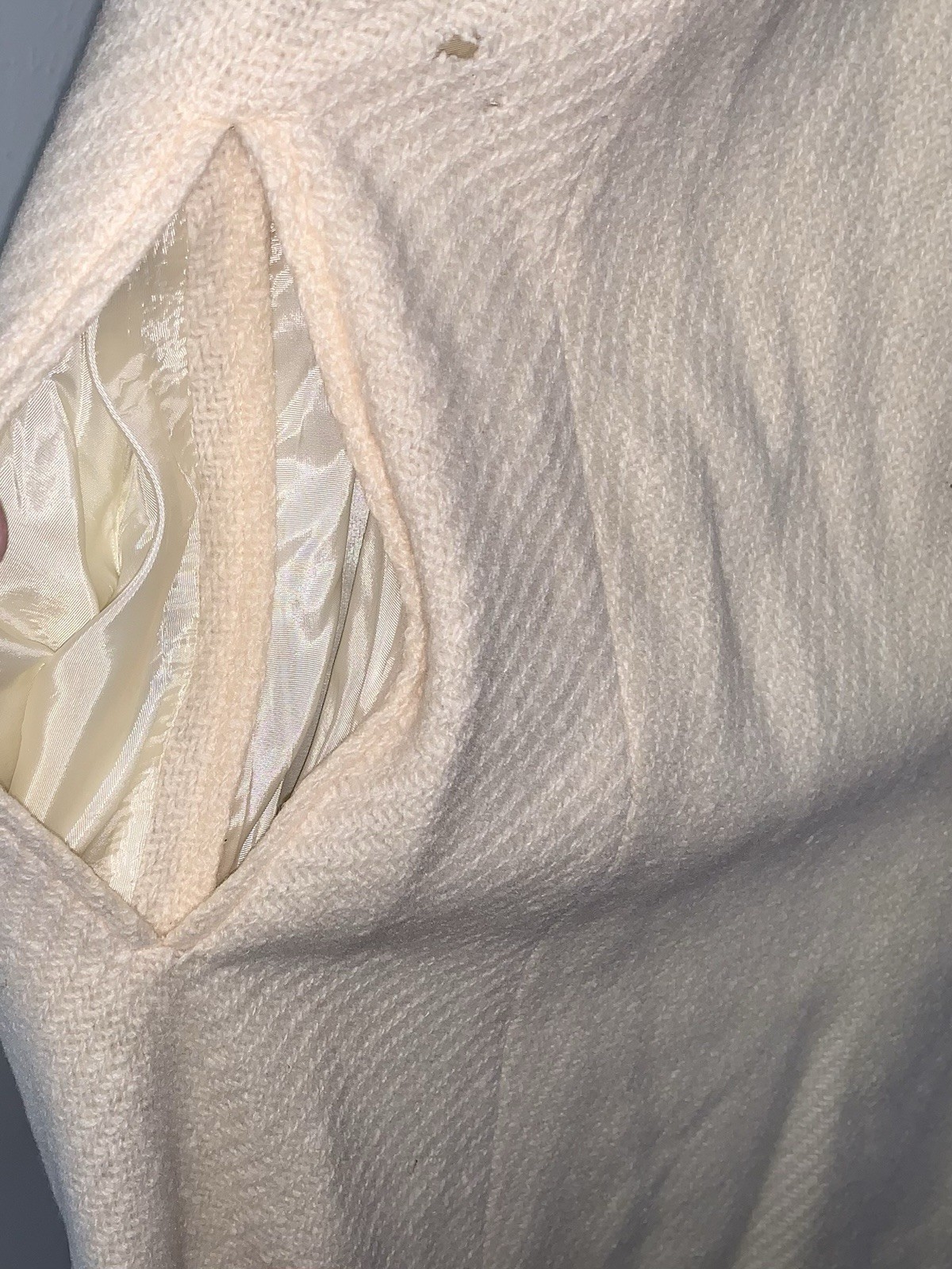 A5 60s CREAM UNION WOOL CAPE CLOAK DOUBLE BREASTED LARGE BUTTONS SZ 10/12 L/XL