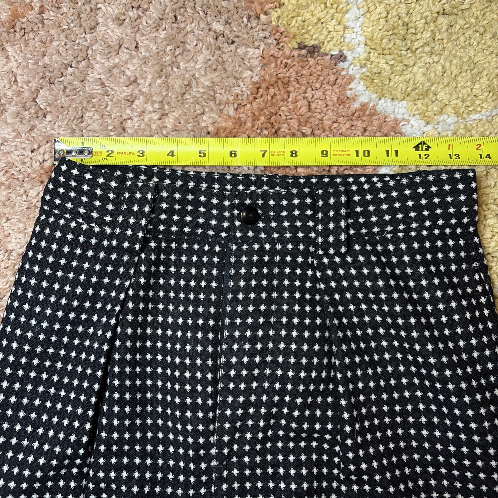 Vintage Benetton Patterned Wool High Waist Women’s Pants Black Pleated 26”