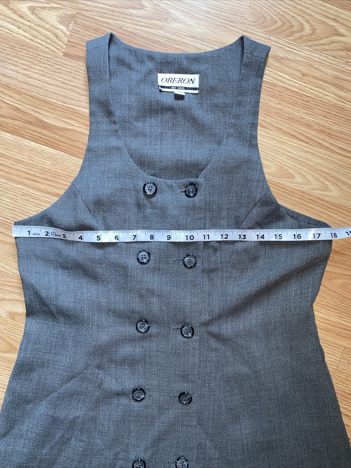Vintage 1990&rsquo;s Oberon New York Button Up Gray Dress Size 8