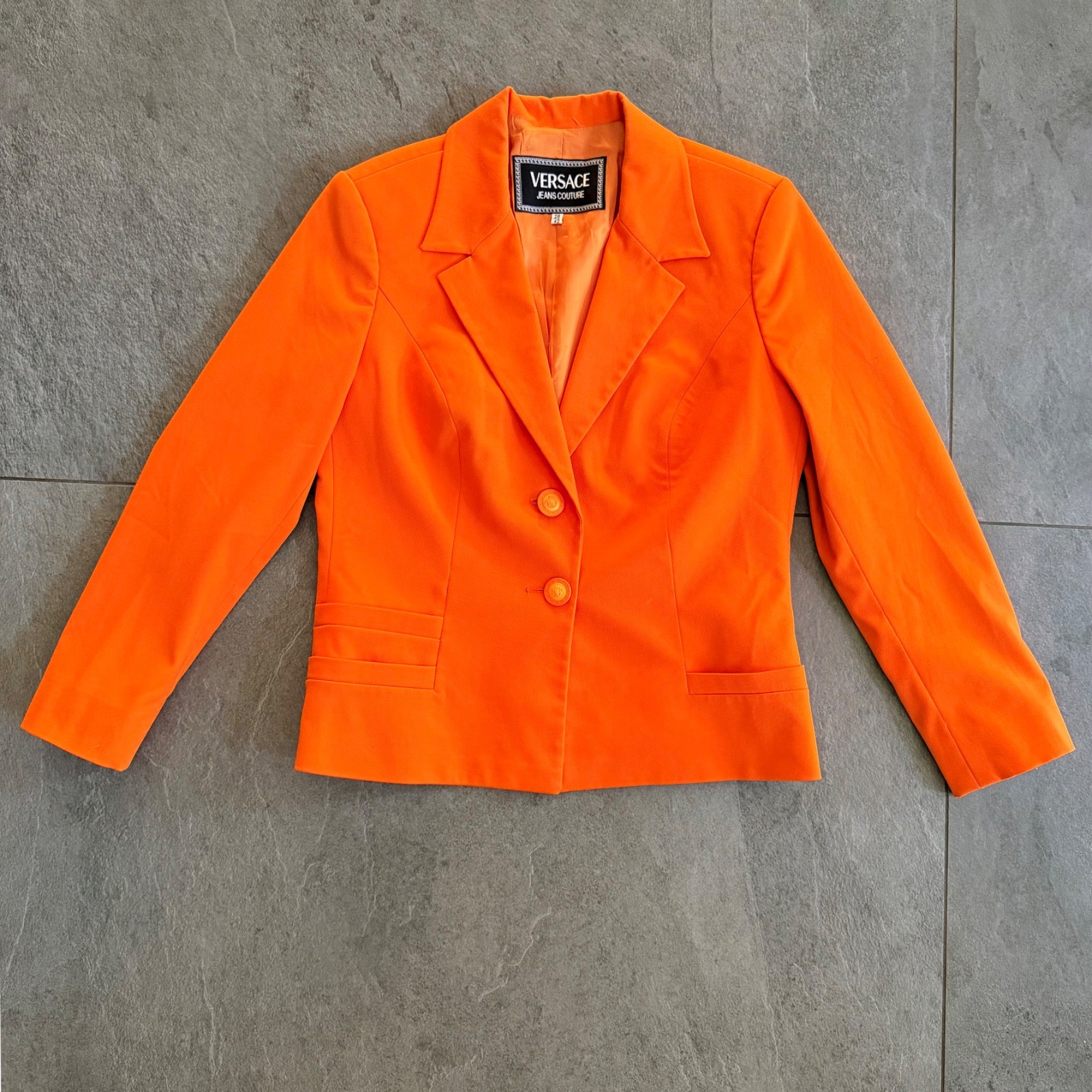 VERSACE JEANS COUTURE orange Blazer 2 button size 42 made in Italy from S/S 1996