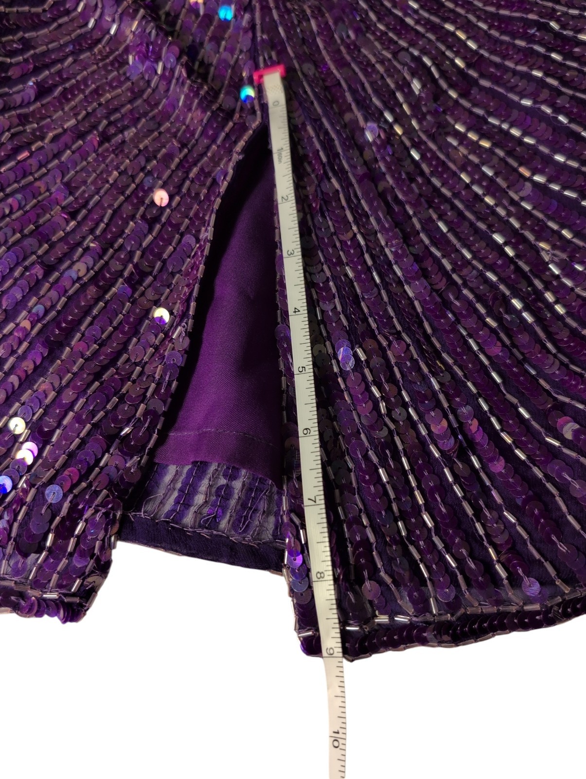 Vintage Eves Allure Sequin Dress Silk Club Formal Cocktail India Beads Sm
