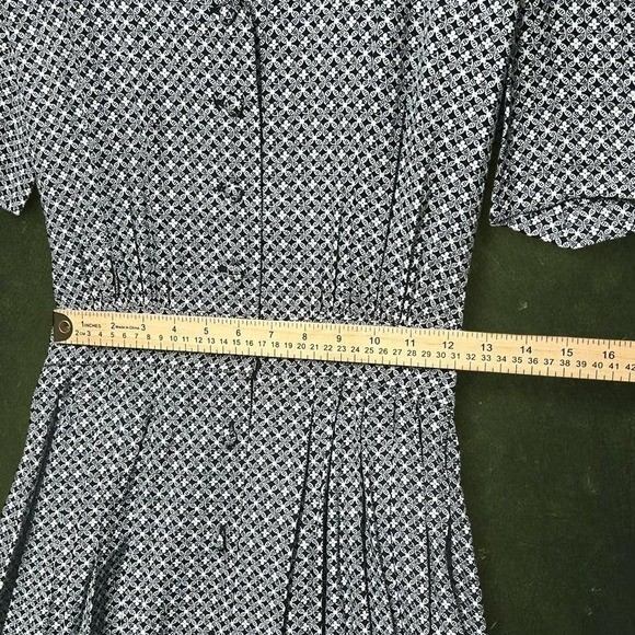 Vintage 1990s Karin Stevens Geometric Rayon Midi Dress | Size 10/M