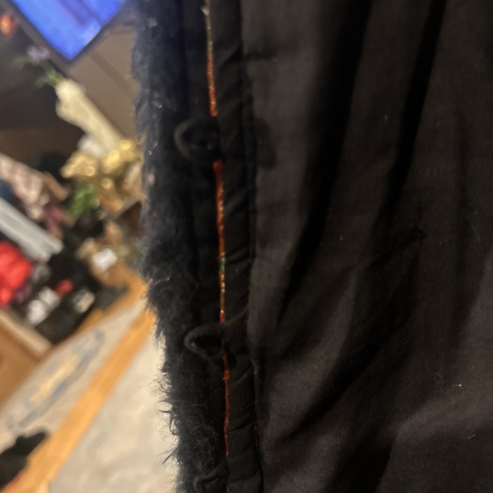 Vintage April Cornell Burnt Orange Tapestry Jacket W/ Black Faux Fur Trim S