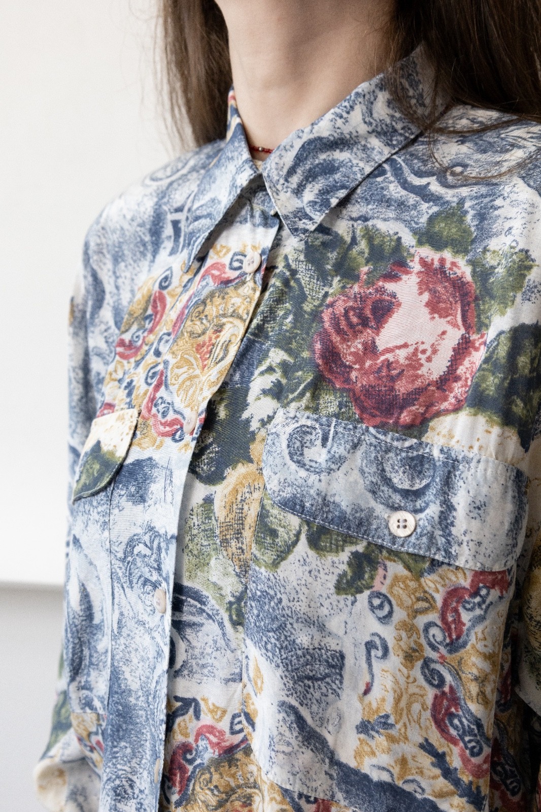 Vintage 90s Tapestry Baroque Floral Viscose Shirt Women&rsquo;s M Oversized 1990s