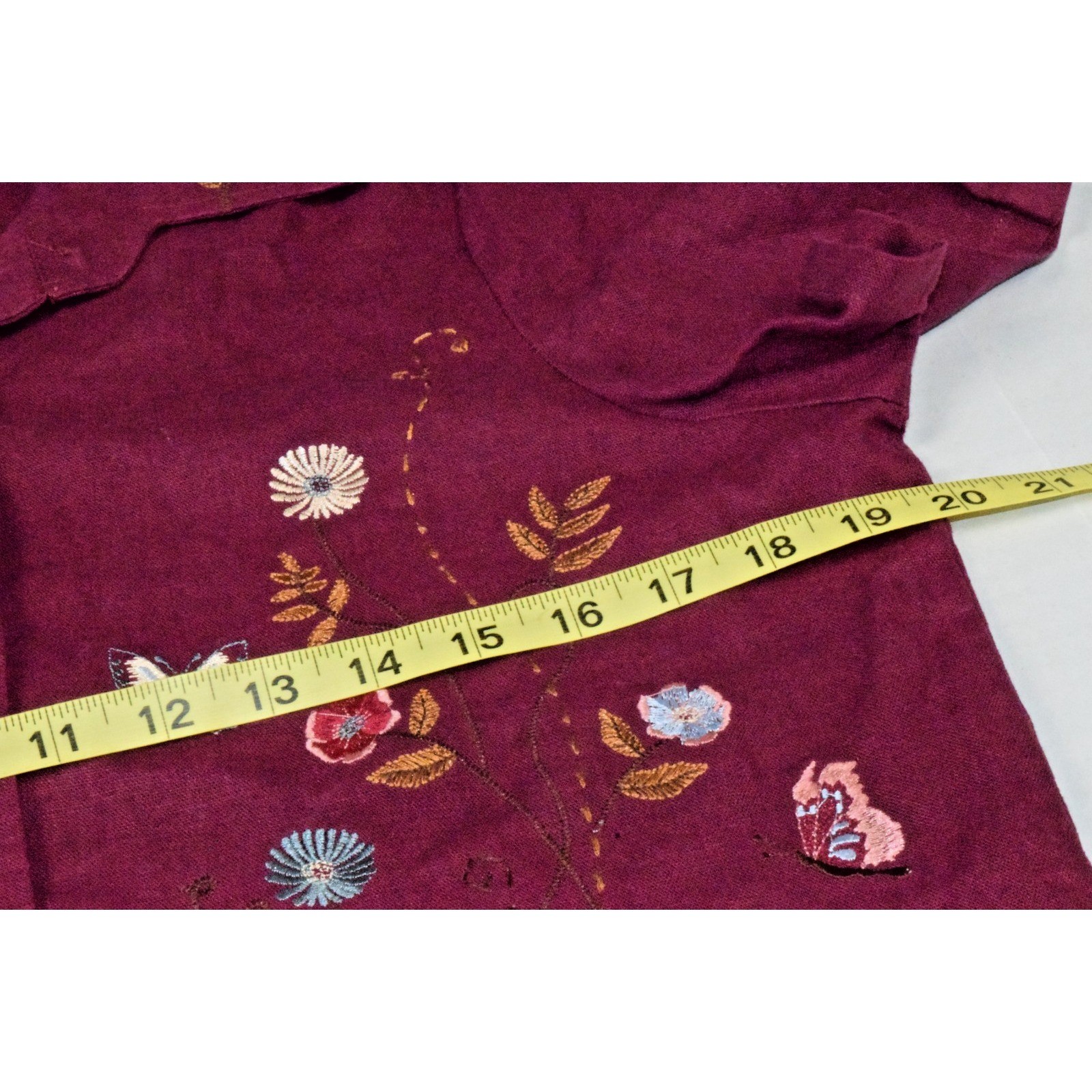 Vintage Dress Shirt Set Studio Ease Size 8 90s Wine Red Butterflies Linen Rayon
