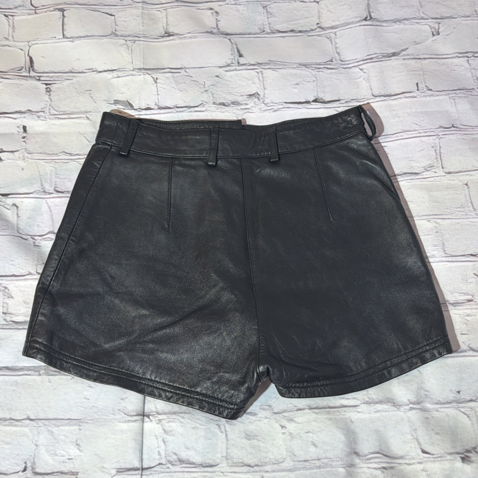 Leather Button Fly Micro Shorts Sz 4 First Bare Back 12in Rise 90’s Vintage