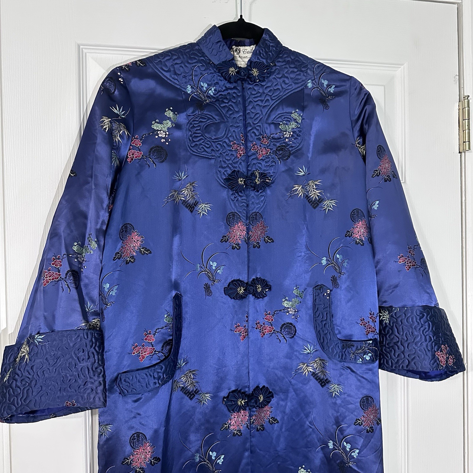 Kimono Robe Pockets, Blue ,Tailored Saigon Vietnam War Vintage 1966 Dress