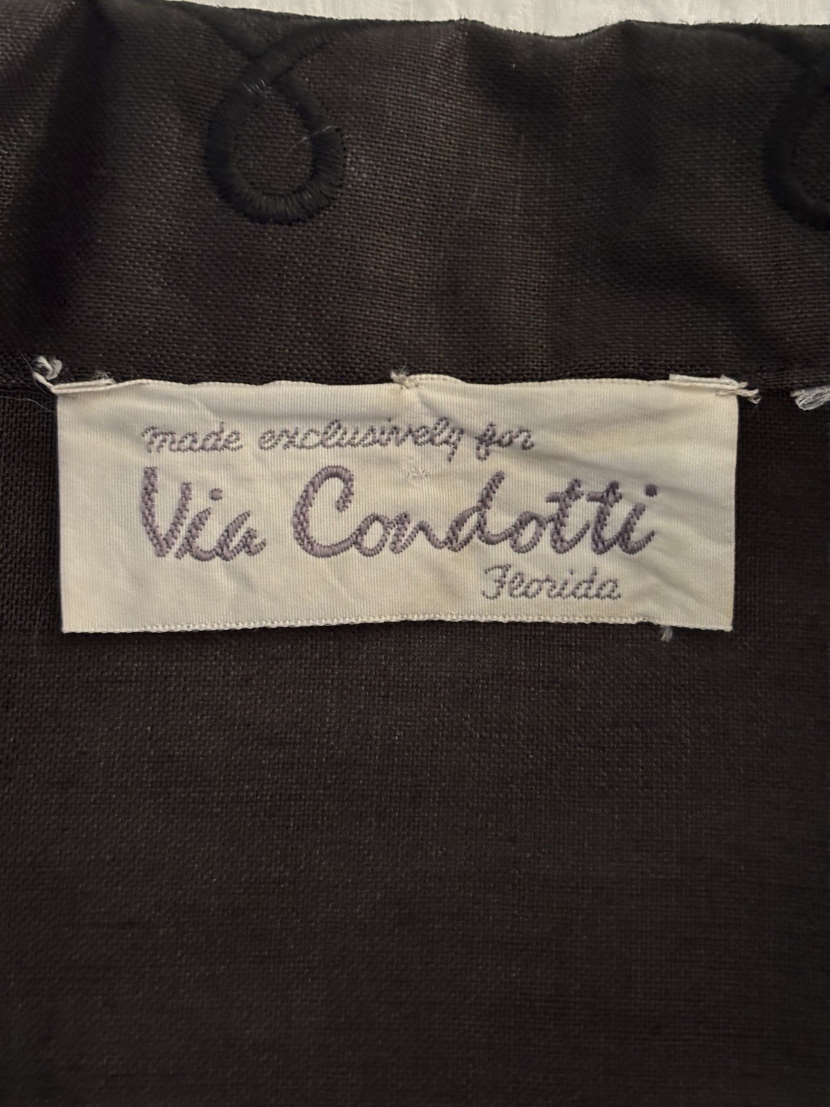 Vtg Via Condotti Blouse 6 Linen Hong Kong Sheer Embroidery Old Money Palm Beach