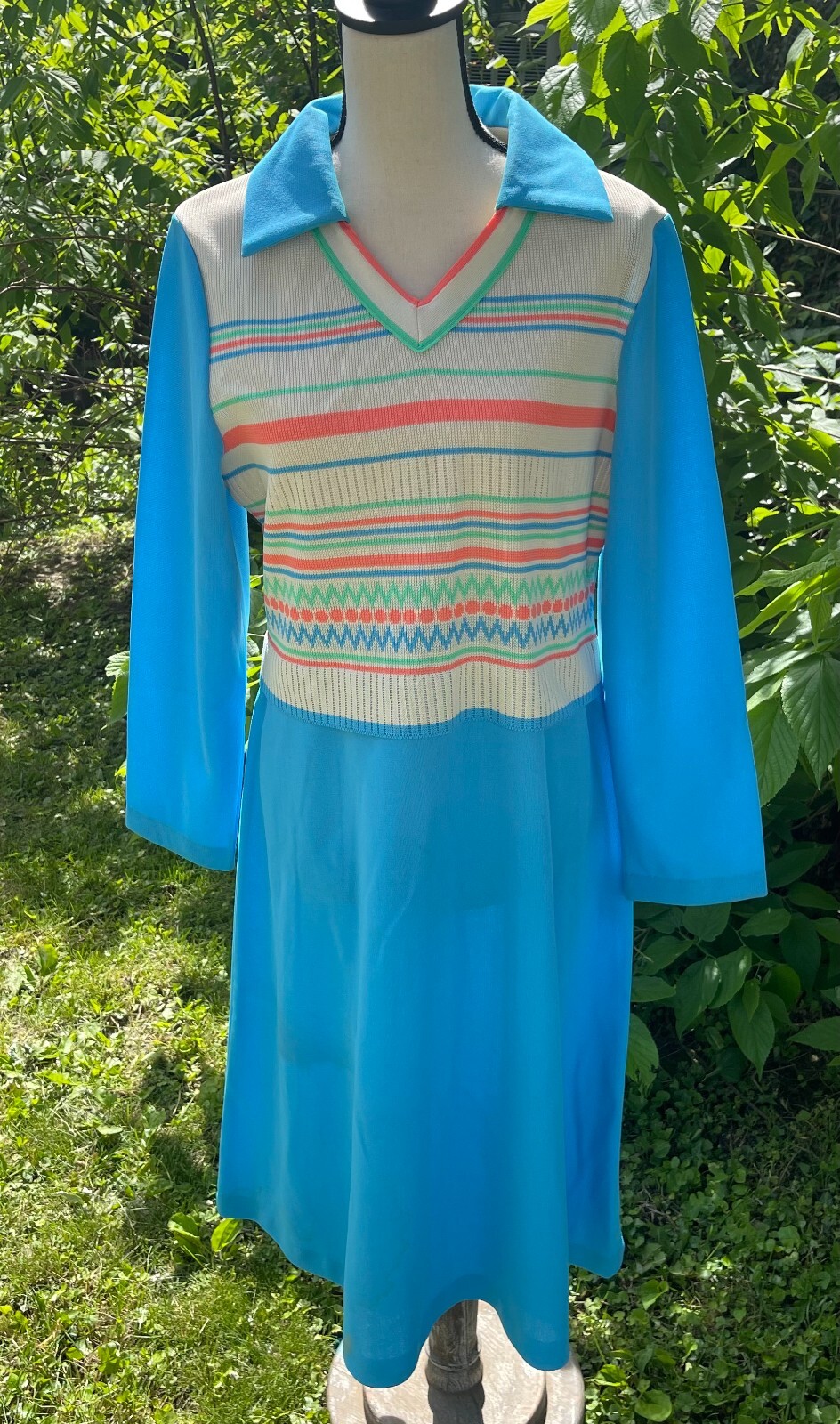 Vintage Groovy 1970&rsquo;s Polyester Knit Sweater Dress Size 20.5