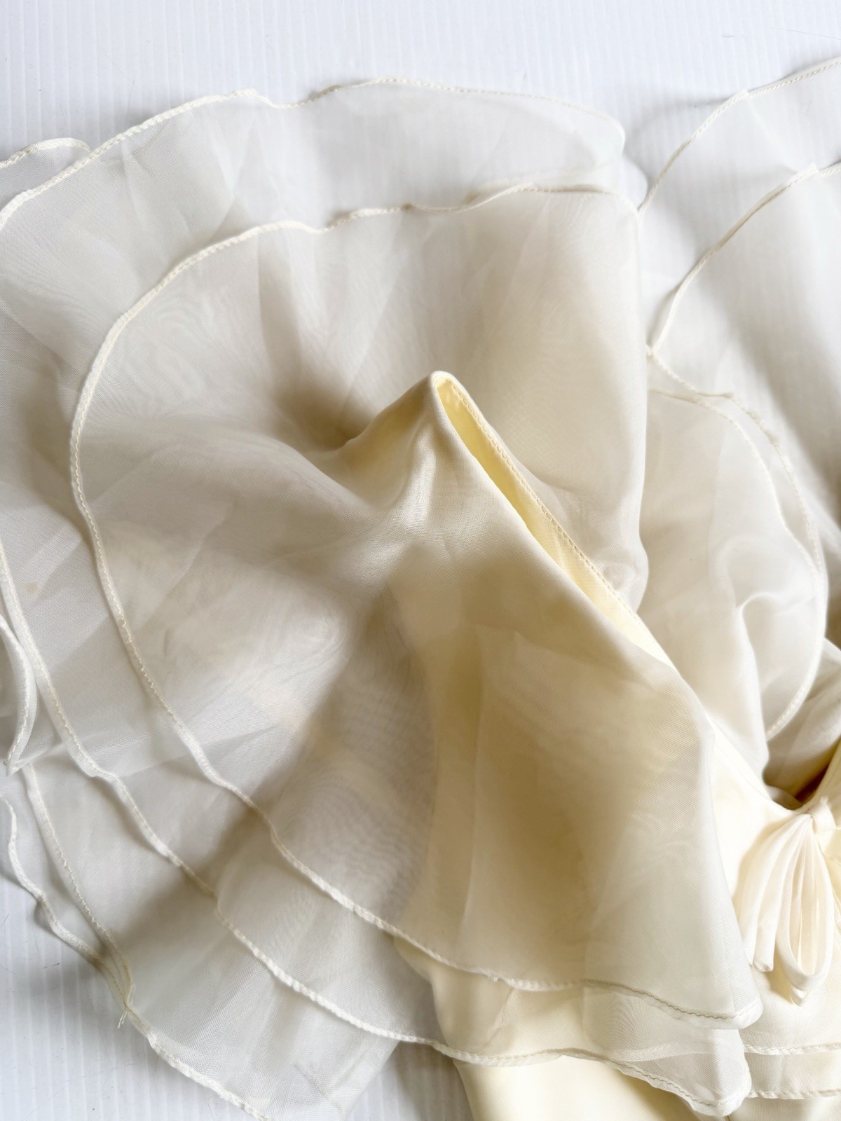 Vintage Pale Yellow Lorrie Deb Gown, Ruffles, Prom Dress
