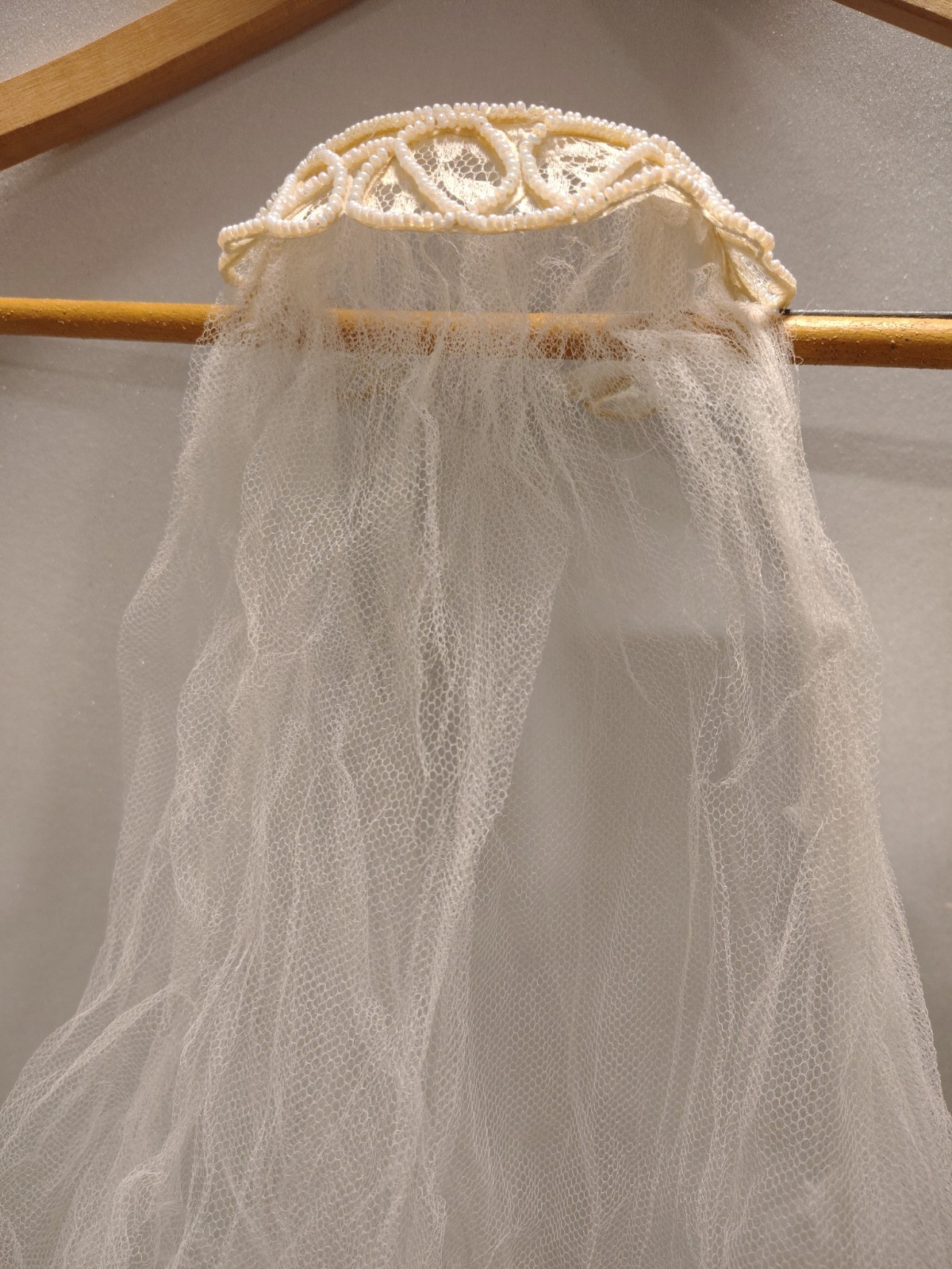 Mid 1950s Woman&rsquo;s Wedding Dress Vintage. With Vintage St Mary&rsquo;s Blanket Box.