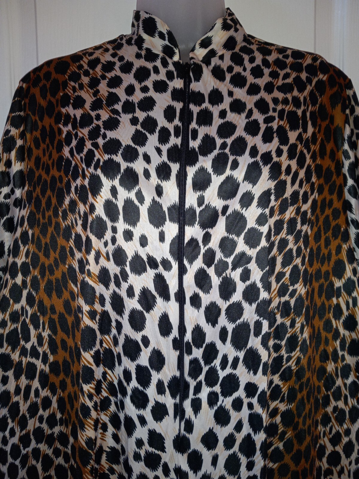 Vintage 70s Ms Chevious Leopard Silky Nylon Muumuu Caftan Nightgown Lingerie L