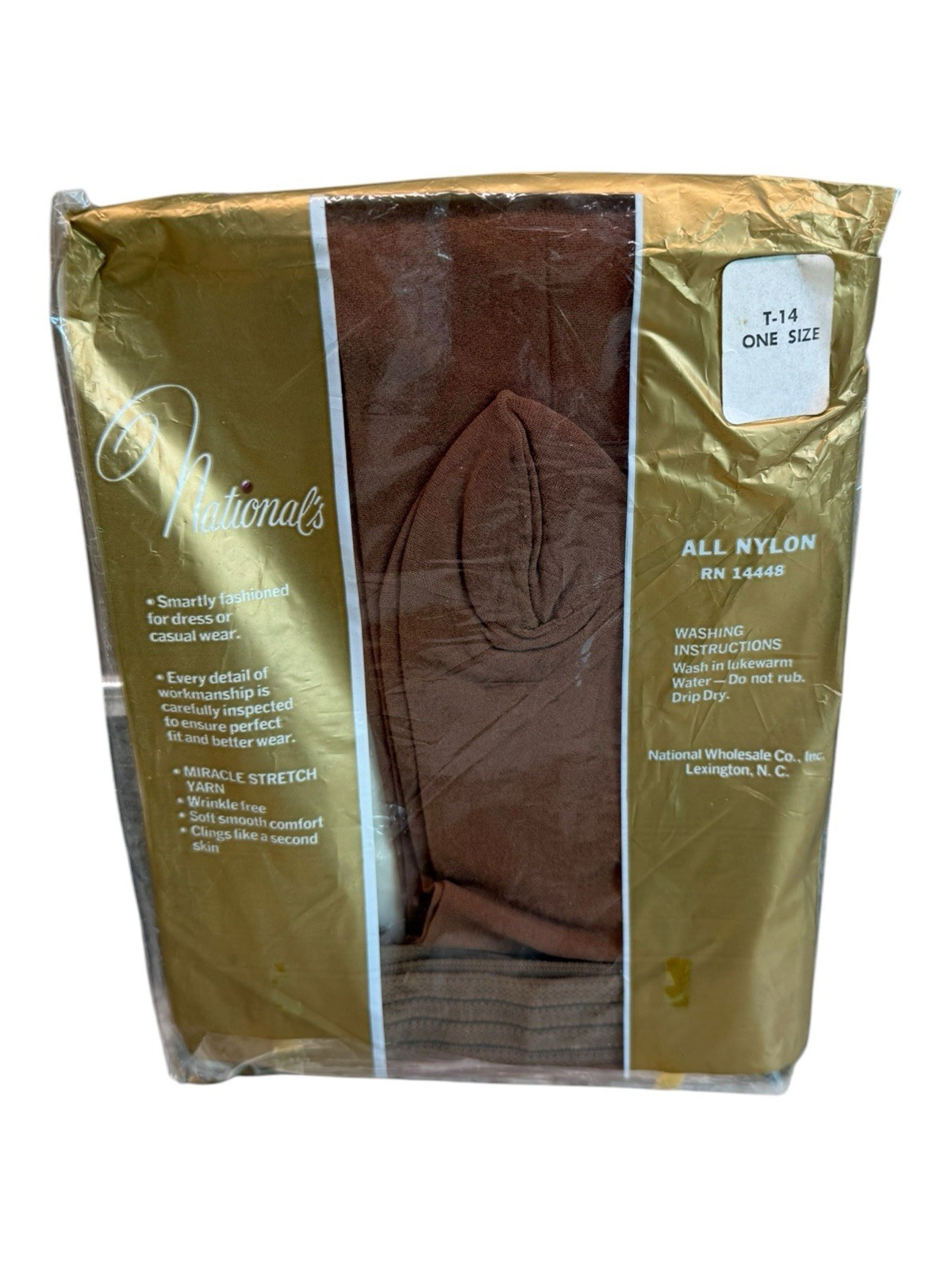 National’s Guaranteed Hosiery Stay Up Nylon Stockings One Size T-14 Suntan