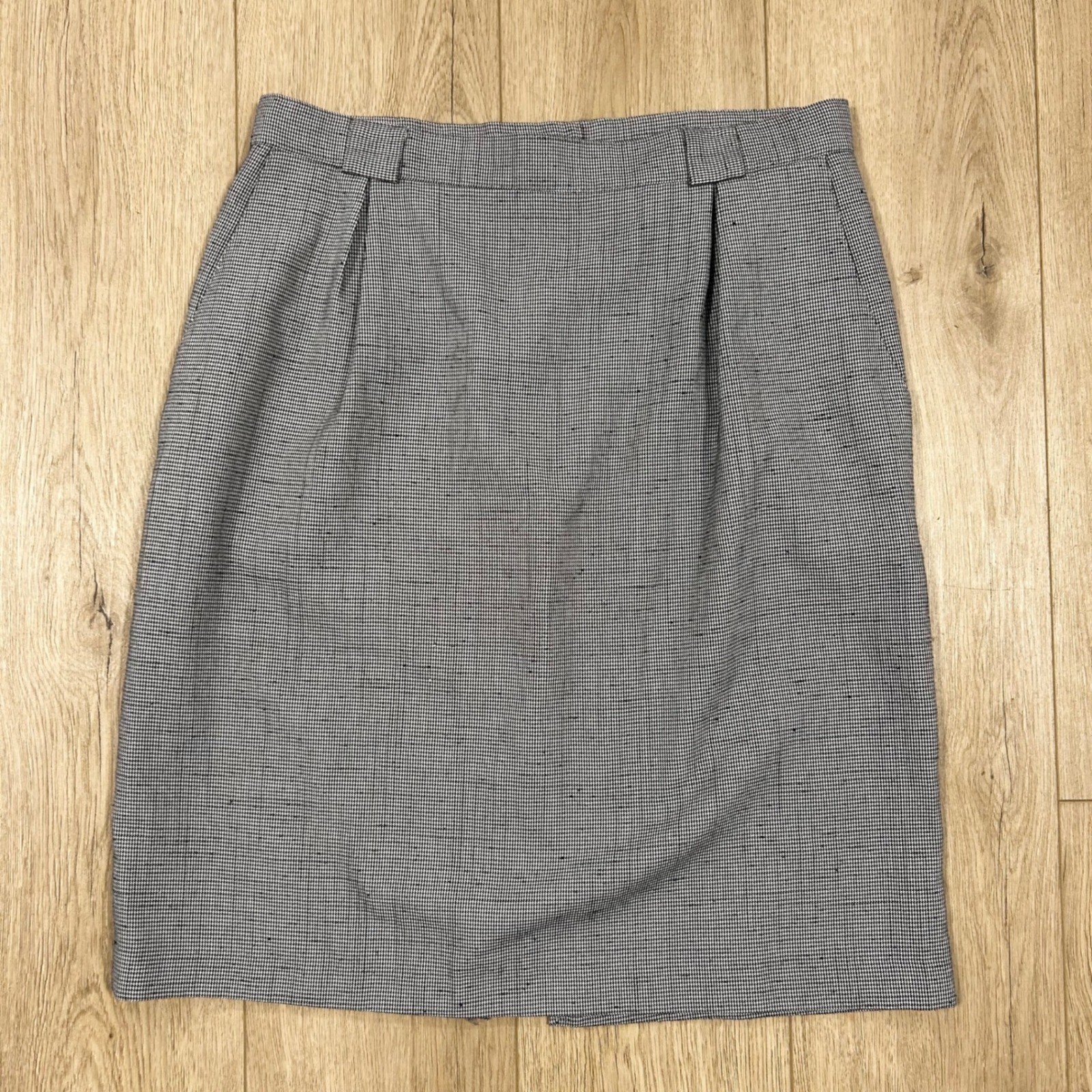 Vintage JR Bentley Houndstooth Pencil Skirt Black White High Waist 17/18 34&Prime;