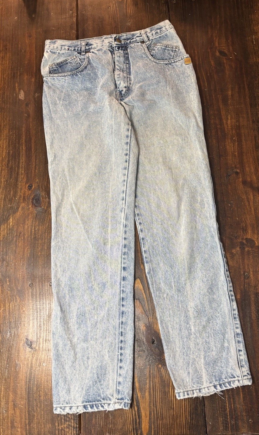 VINTAGE 90S SLICK JEANS RETRO HIGH WAIST ACID WASHED DENIM PANTS 32X29
