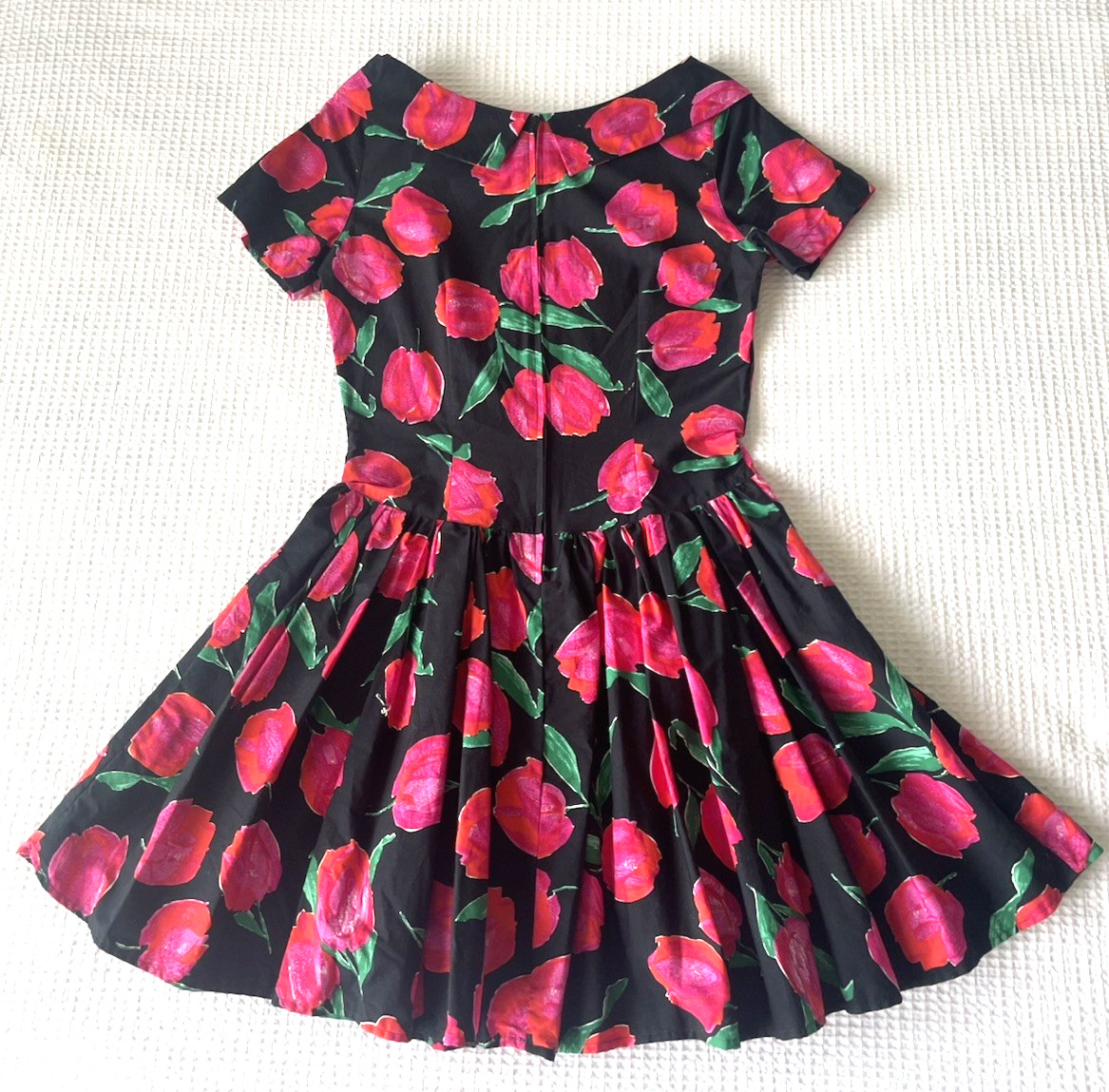 NWT Vintage 80s Benetton Dress Tulip Floral Made In Italy Garden Party Italian