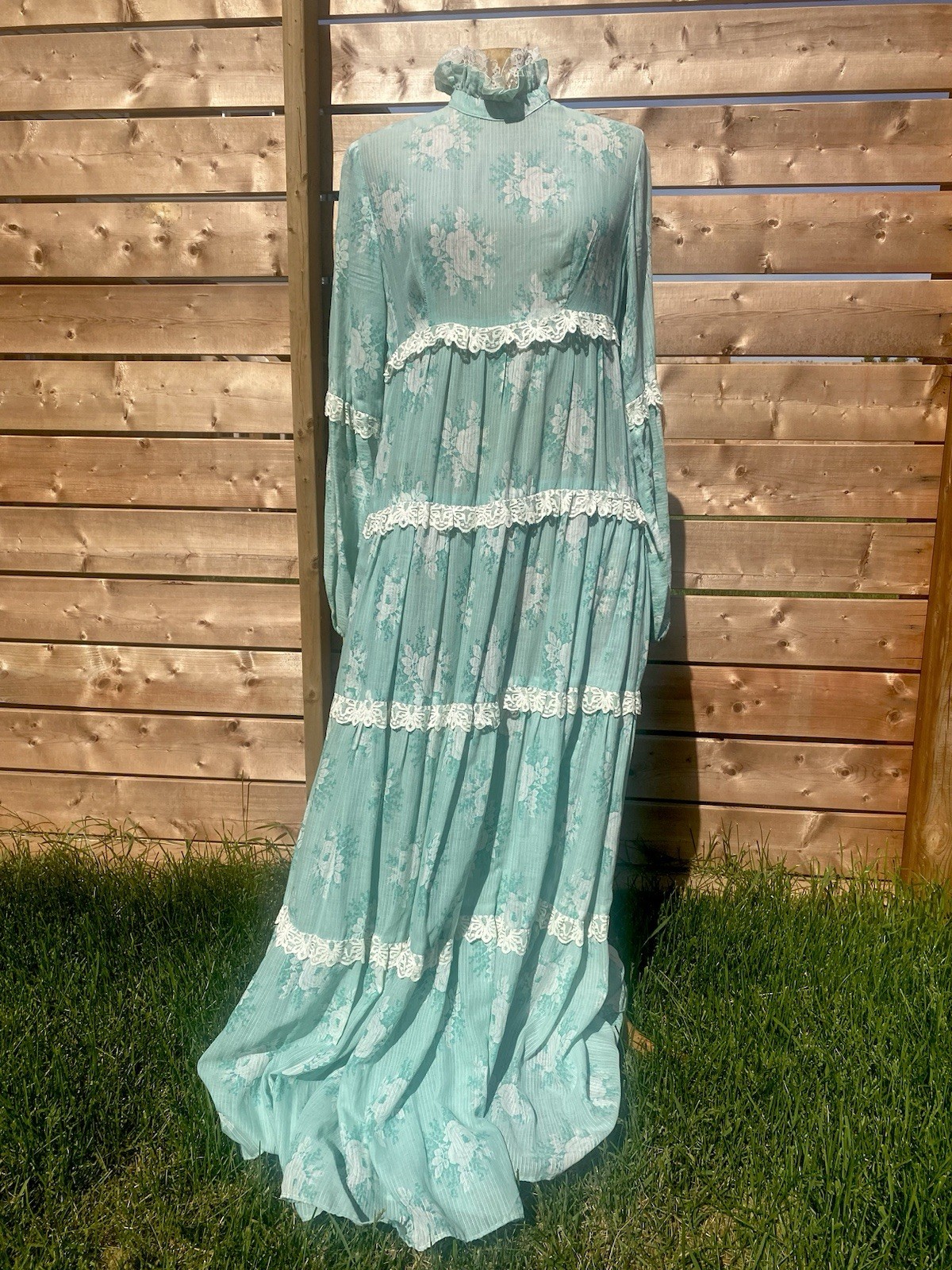 Vintage Gunne Sax 1960-70 Tent Ruffle Tier Maxi Dress RARE White Label Victorian