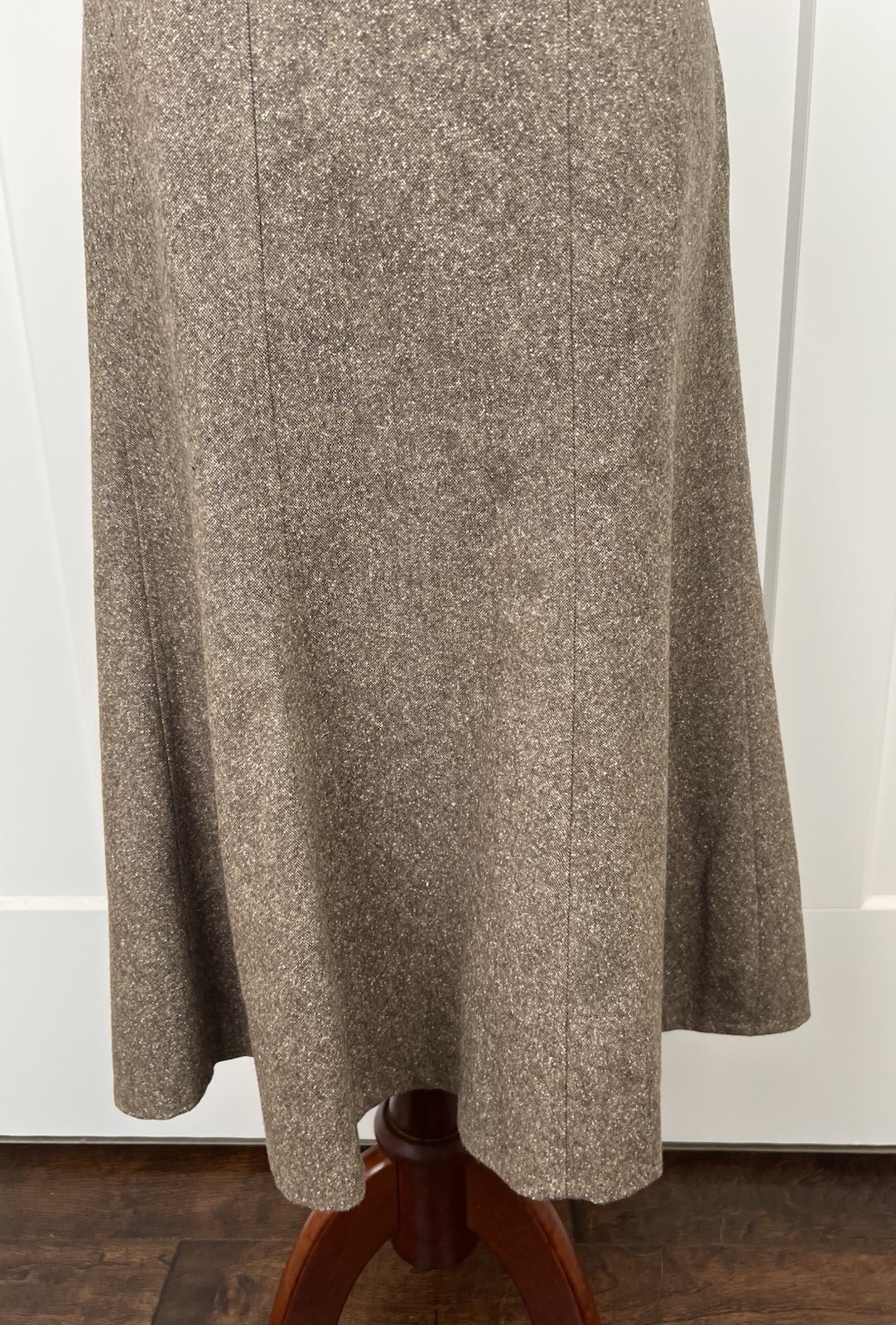 Vintage Pendleton Wool Silk Tweed A-Line Midi Skirt Brown Made USA Size 14