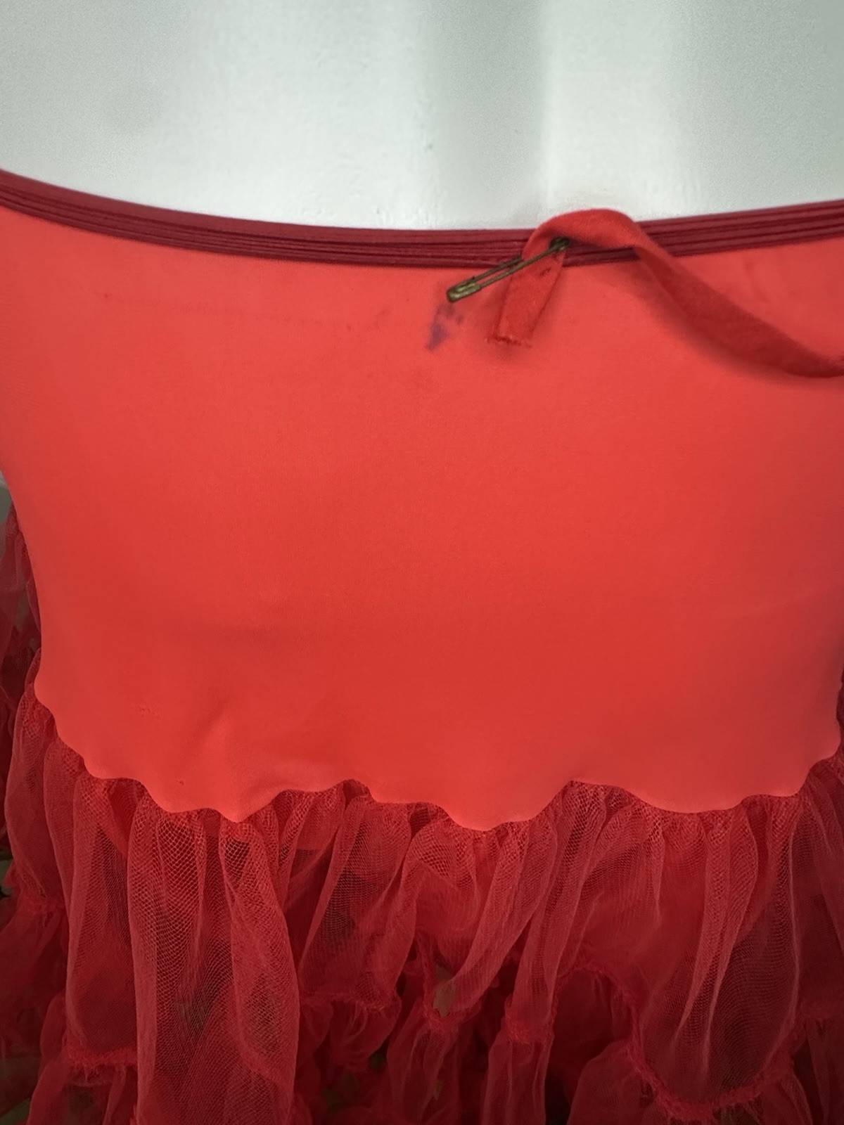 Vtg Red Malco Modes Western Square Dance Petticoat Crinoline Womens Medium USA