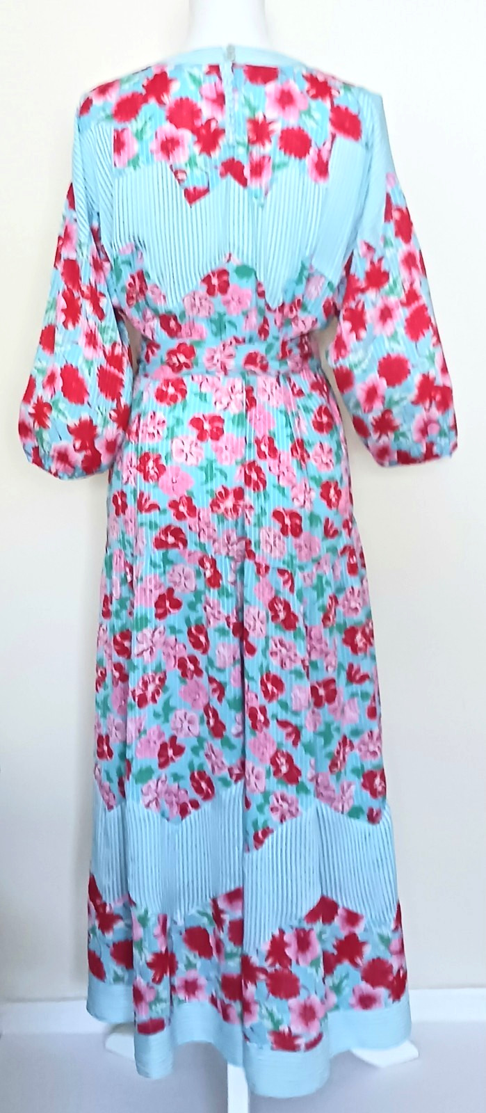 VTG 80s Diane Freis Floral Print Belted Midi Dress Georgette Fabric Hong Kong