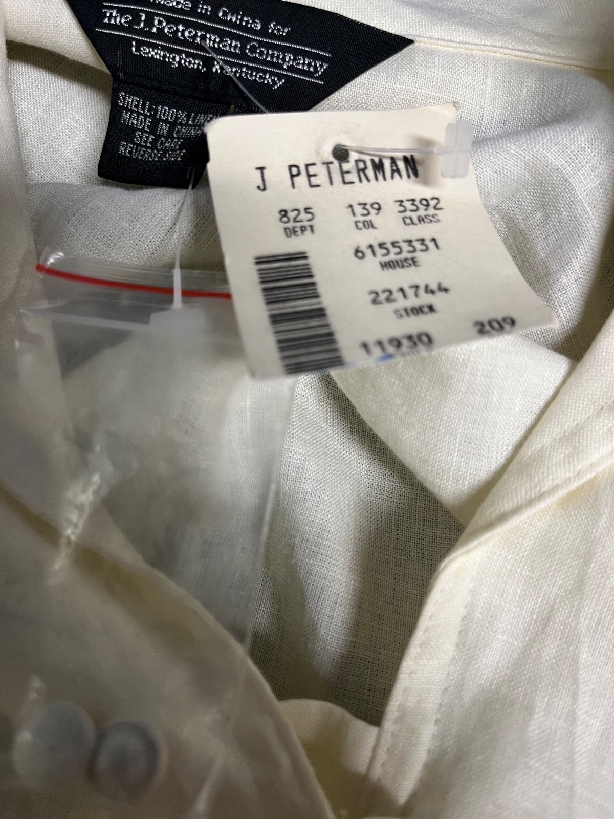 NWT OLD STOCK Vintage J Peterman Linen Blouse Size 10 Bust 36-37
